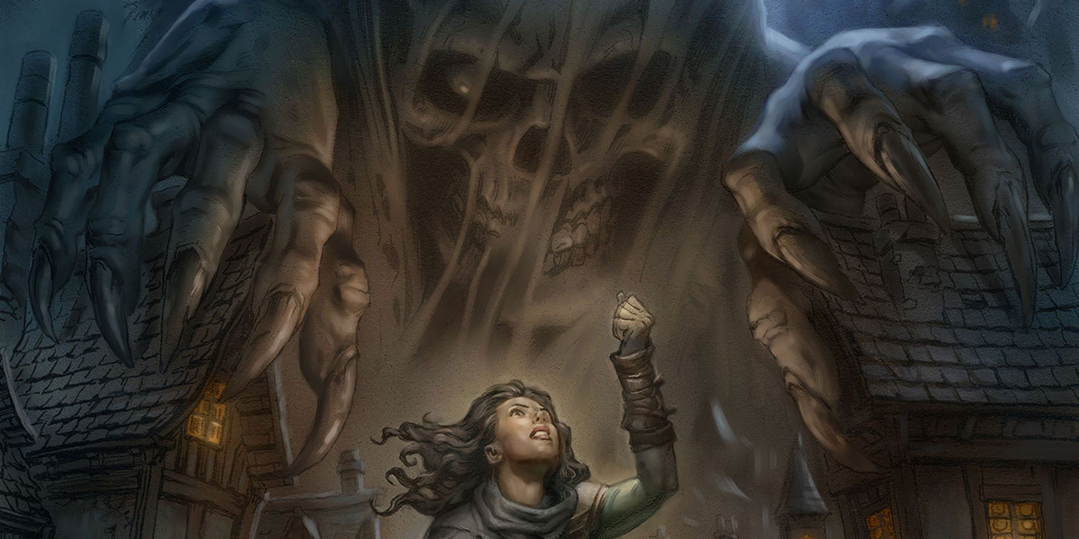 An adventurer curses her luck as an avatar of vecna delights in the scene