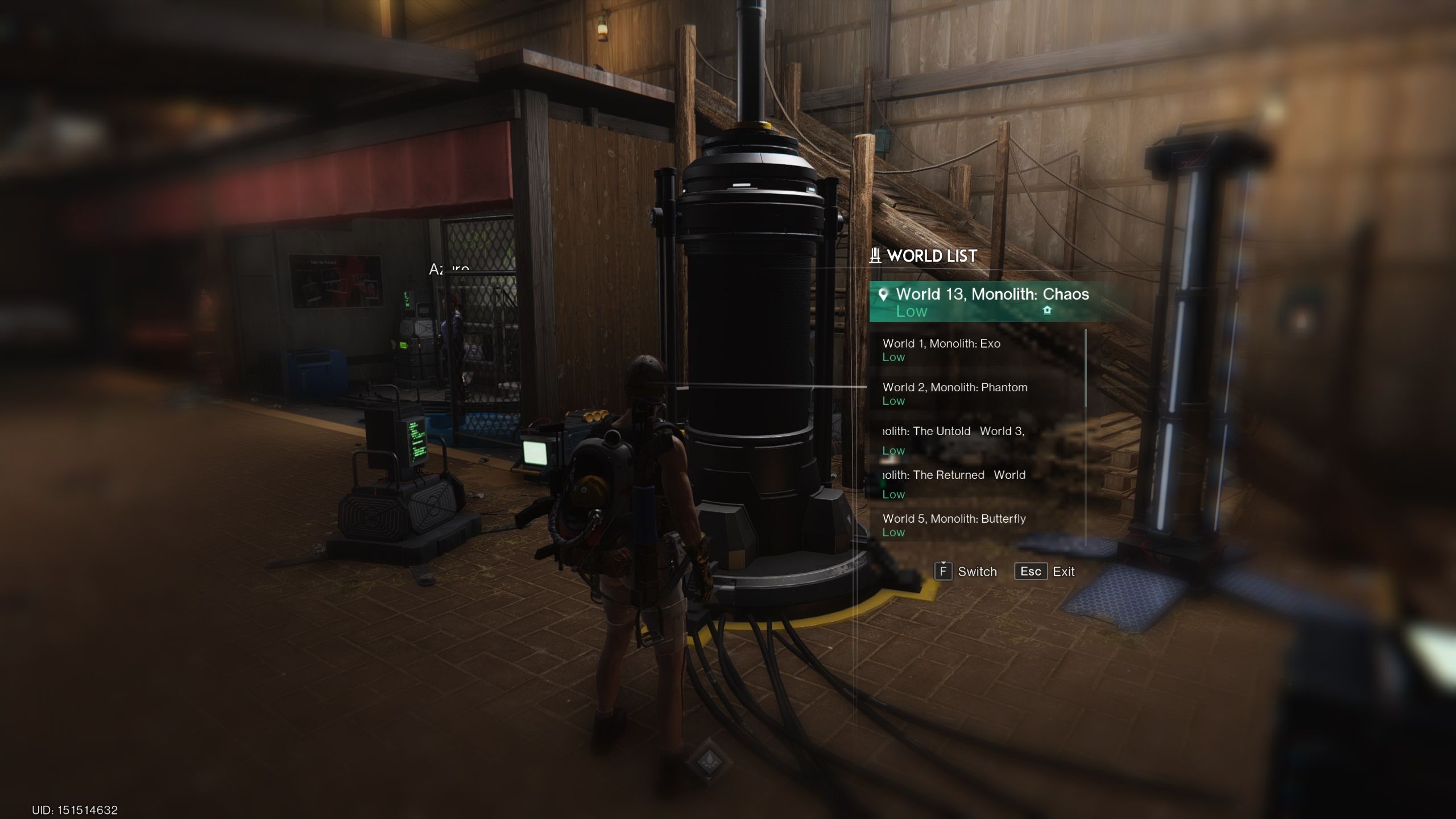 Player is about to switch world in the teleportation tower - Once Human