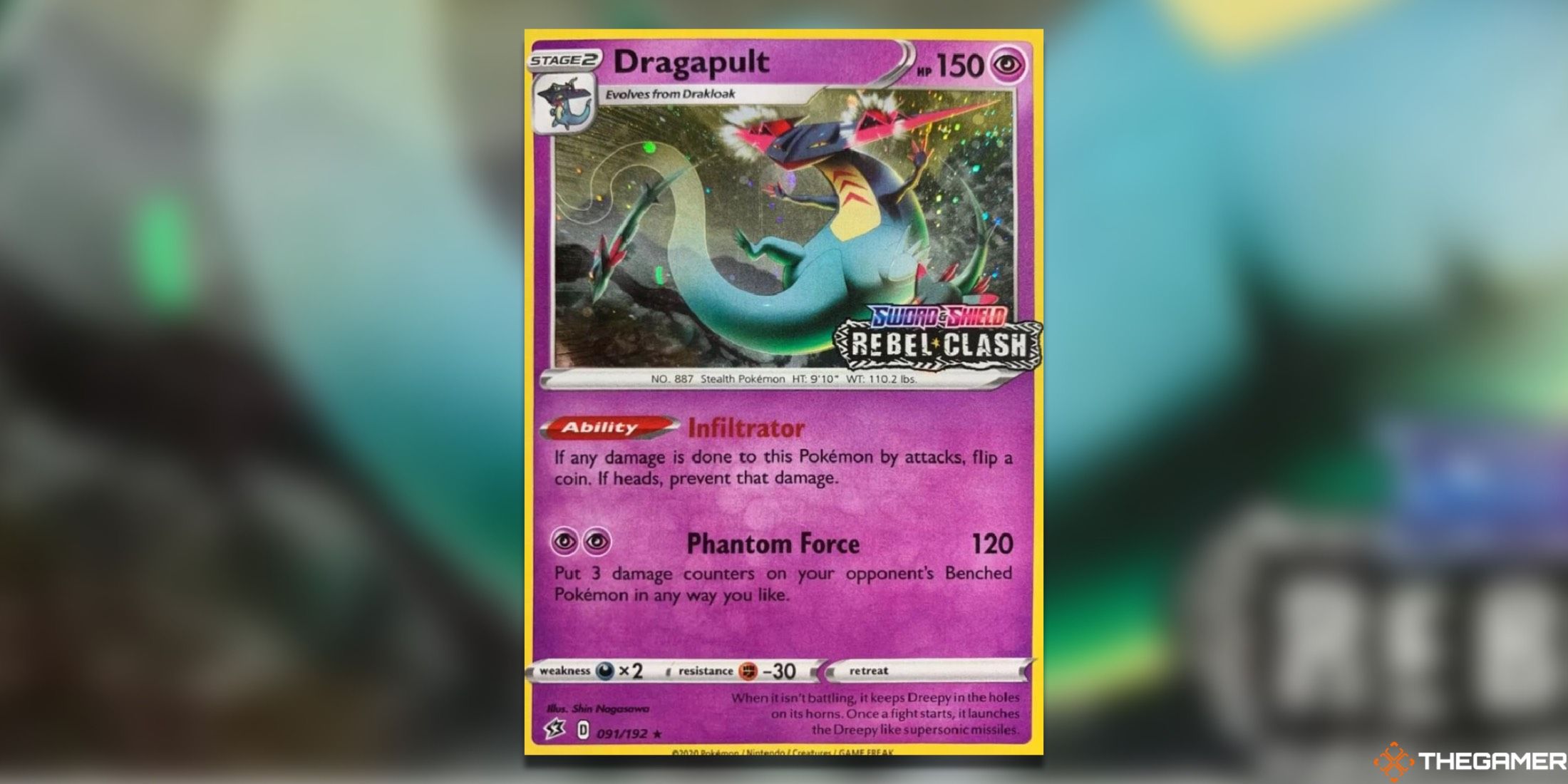 The Dragapult Rebel Clash Promo from the Pokemon TCG.