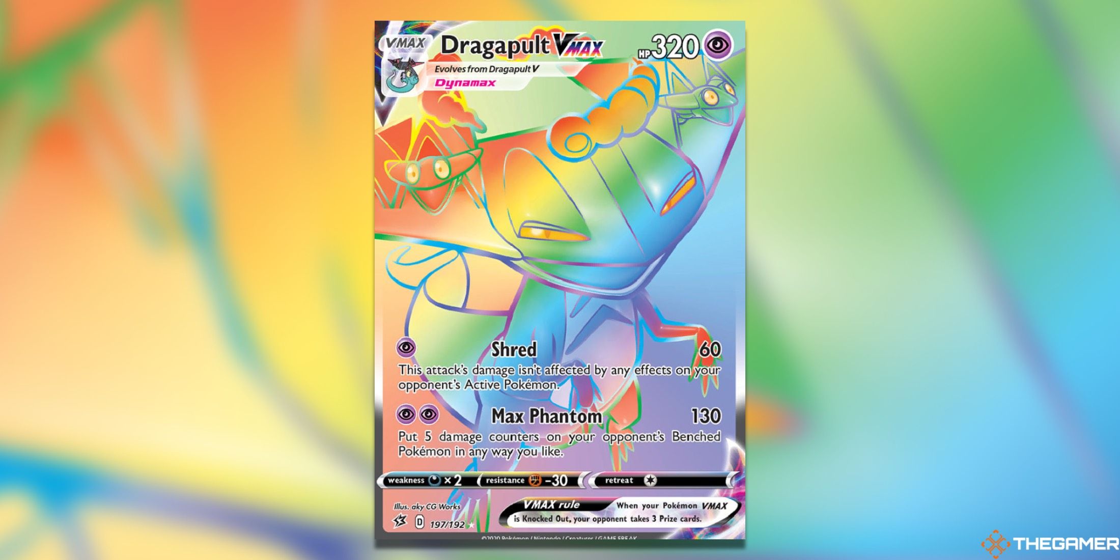 The Dragapult Rebel Clash VMAX Secret Rare from the Pokemon TCG.