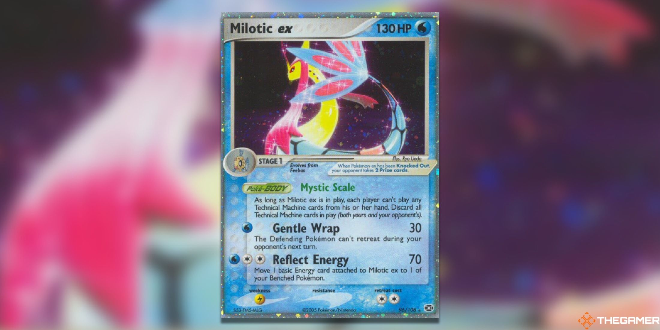 The Milotic Emerald UR from the Pokemon TCG.