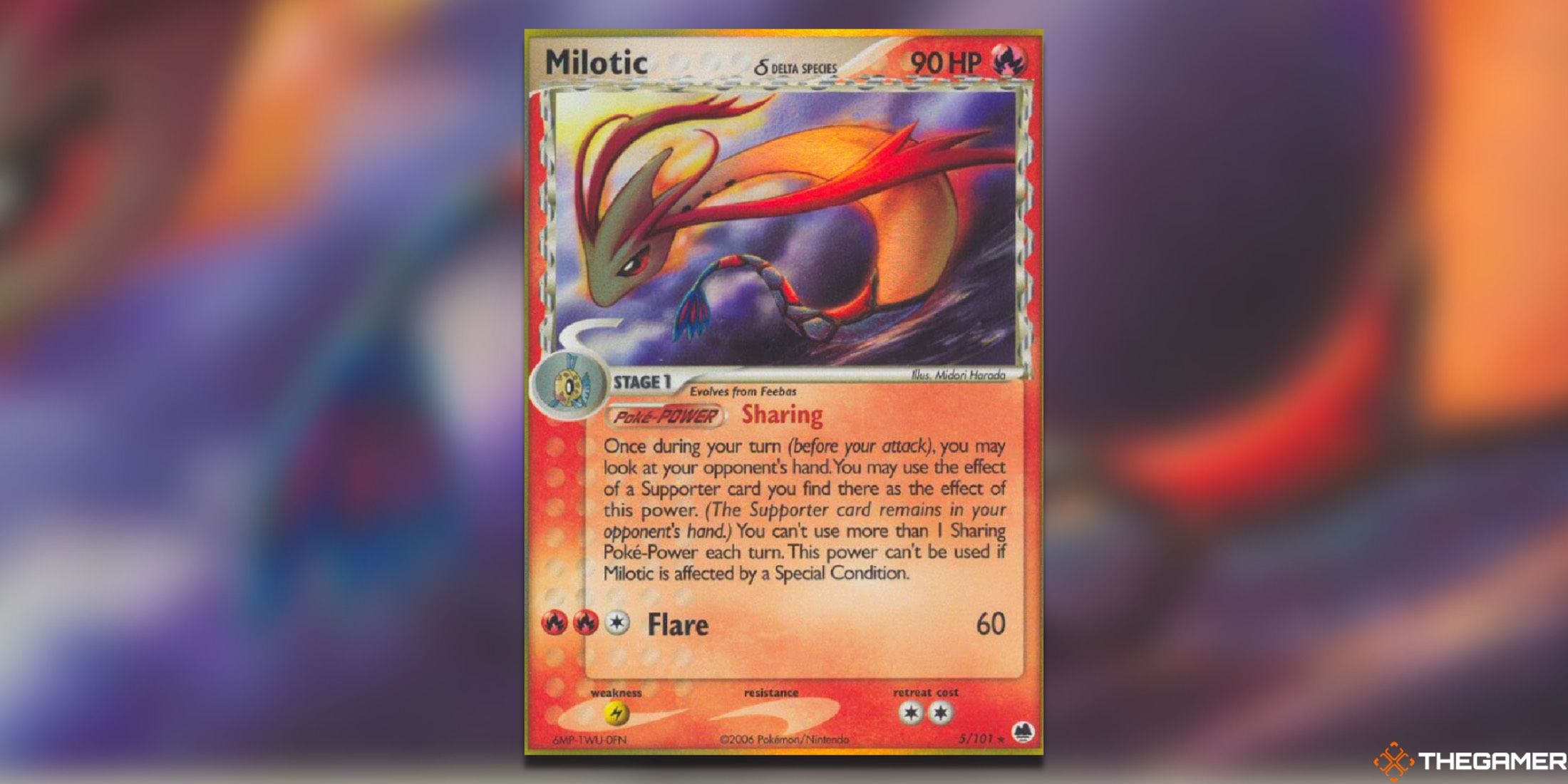 The Milotic Holo Delta Species Dragon Frontiers from the Pokemon TCG.