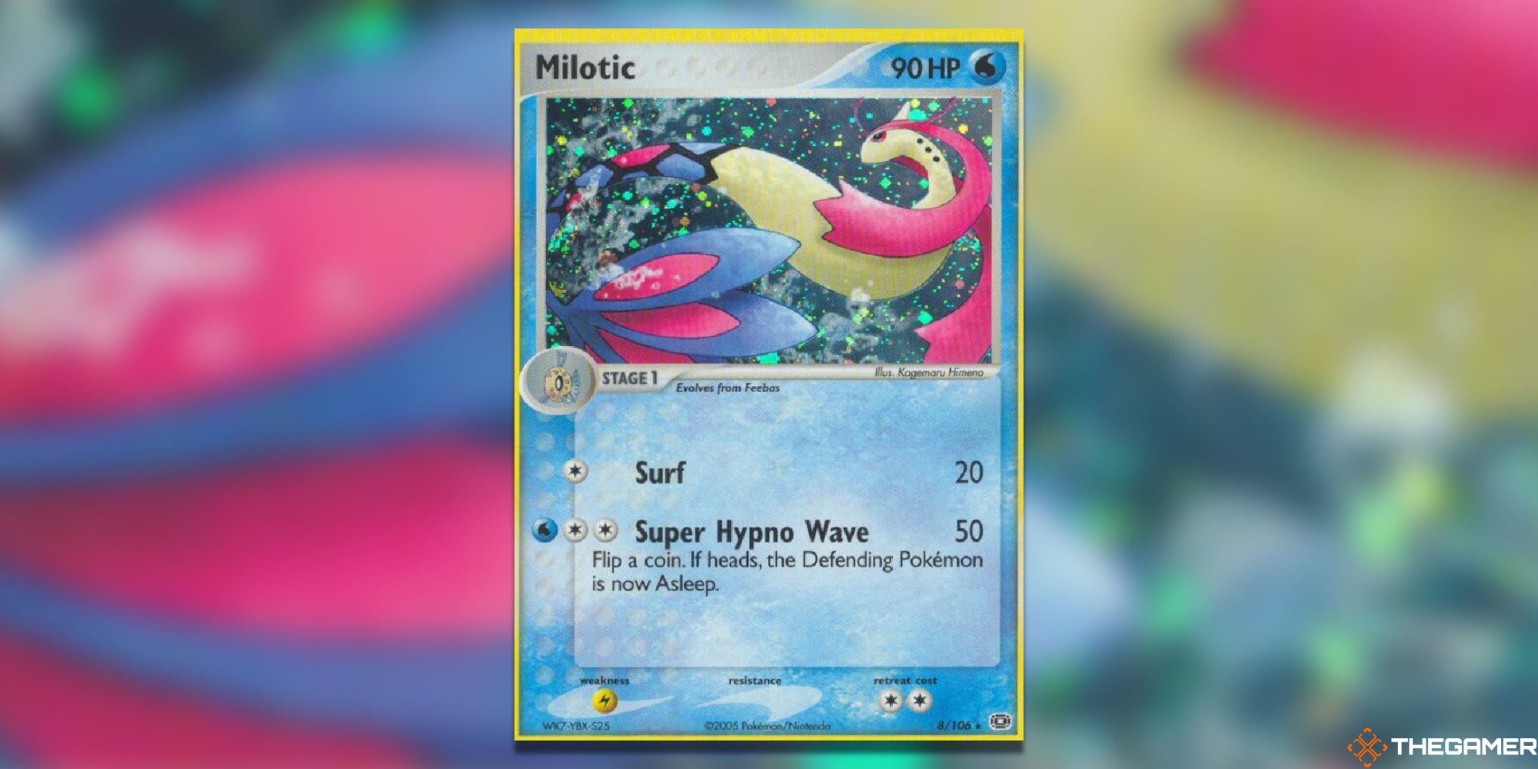The Milotic Holo Emerald from the Pokemon TCG.