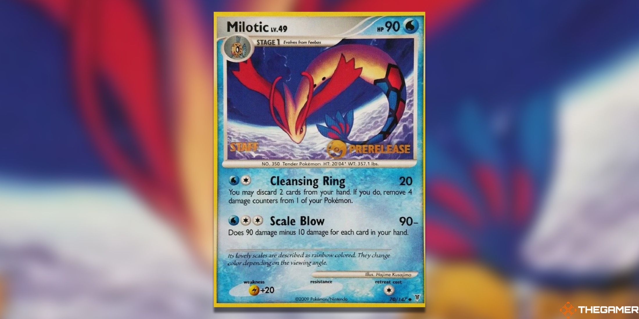 The Milotic Prerelease Staff promo from the Pokemon TCG.