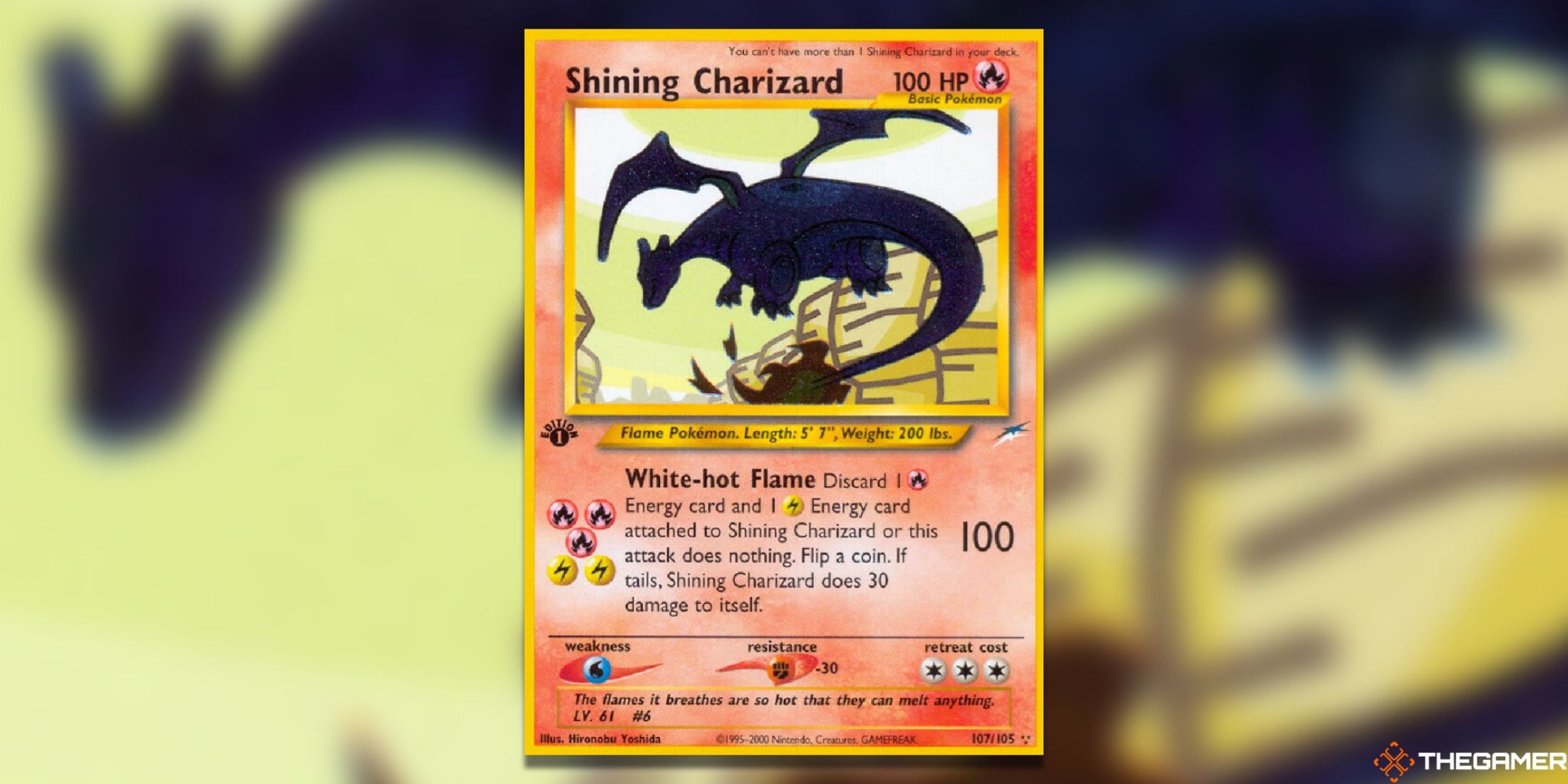 The Neo Destiny Shining Charizard from the Pokemon TCG.