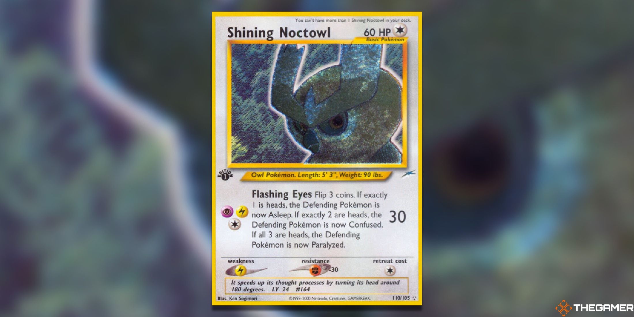 The Neo Destiny Shining Noctowl from the Pokemon TCG.