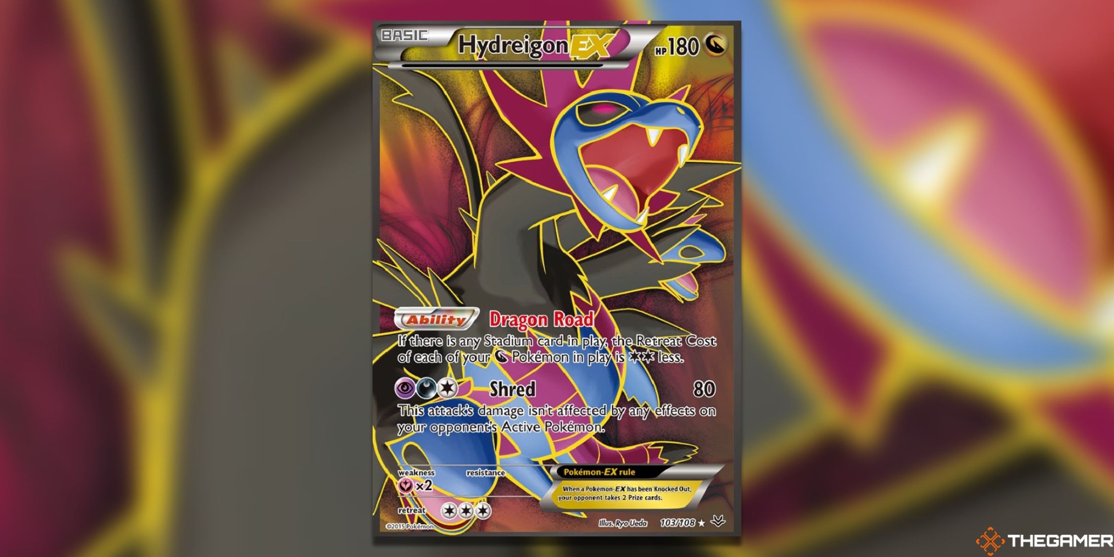 The Roaring Skies Hydreigon EX from the Pokemon TCG.