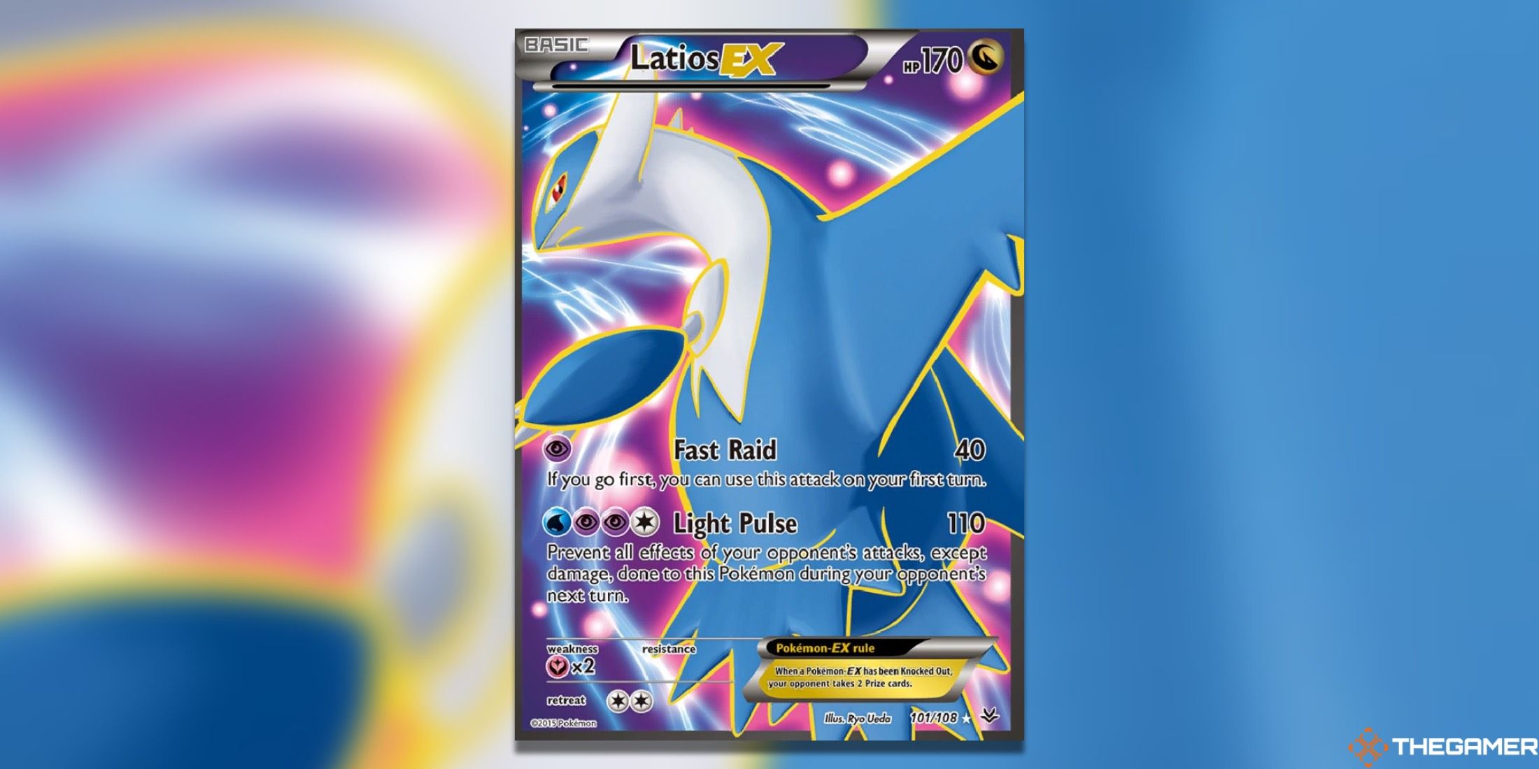 The Roaring Skies Latios EX from the Pokemon TCG.