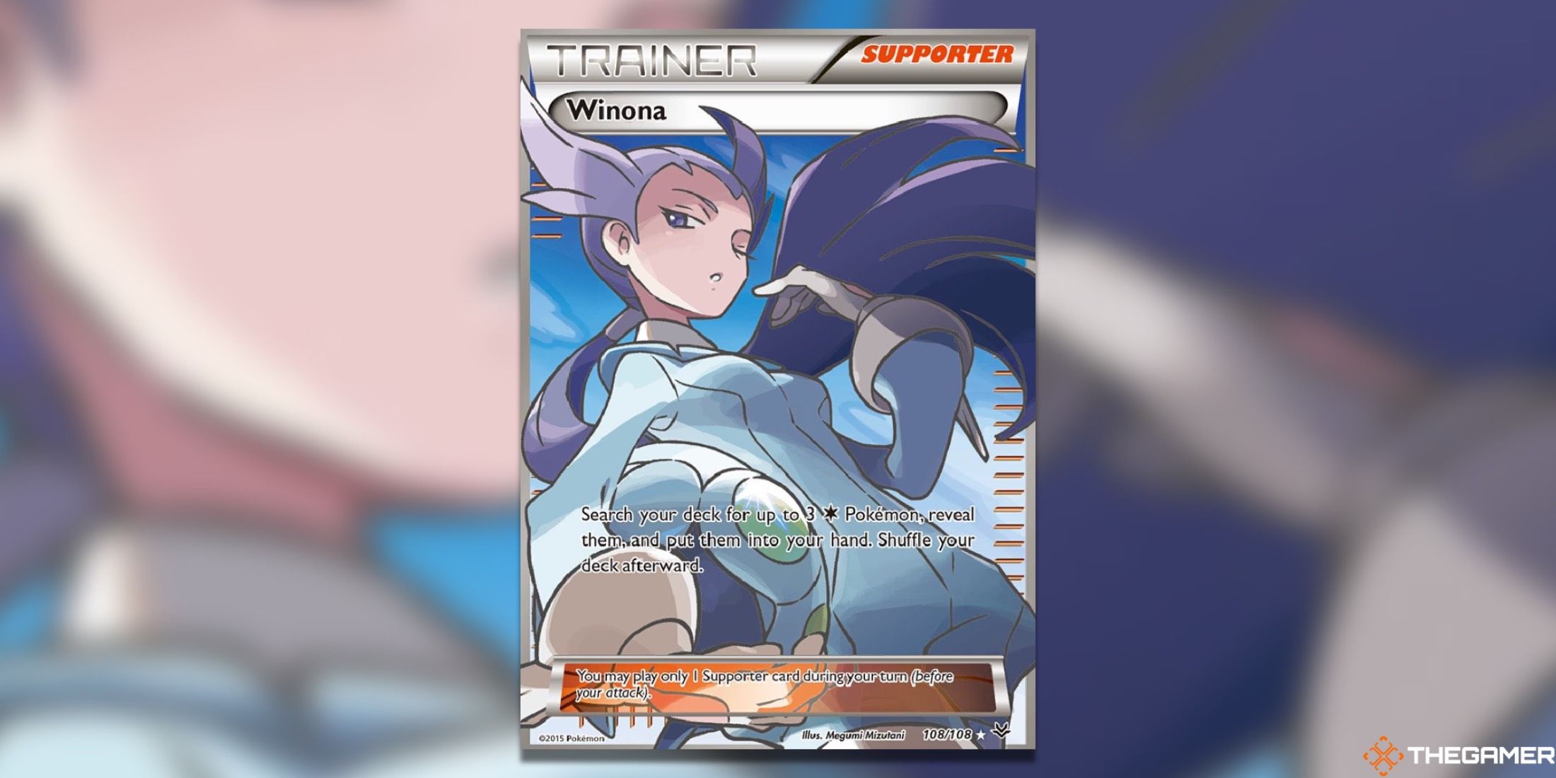 The Roaring Skies Winona Full Art from the Pokemon TCG.