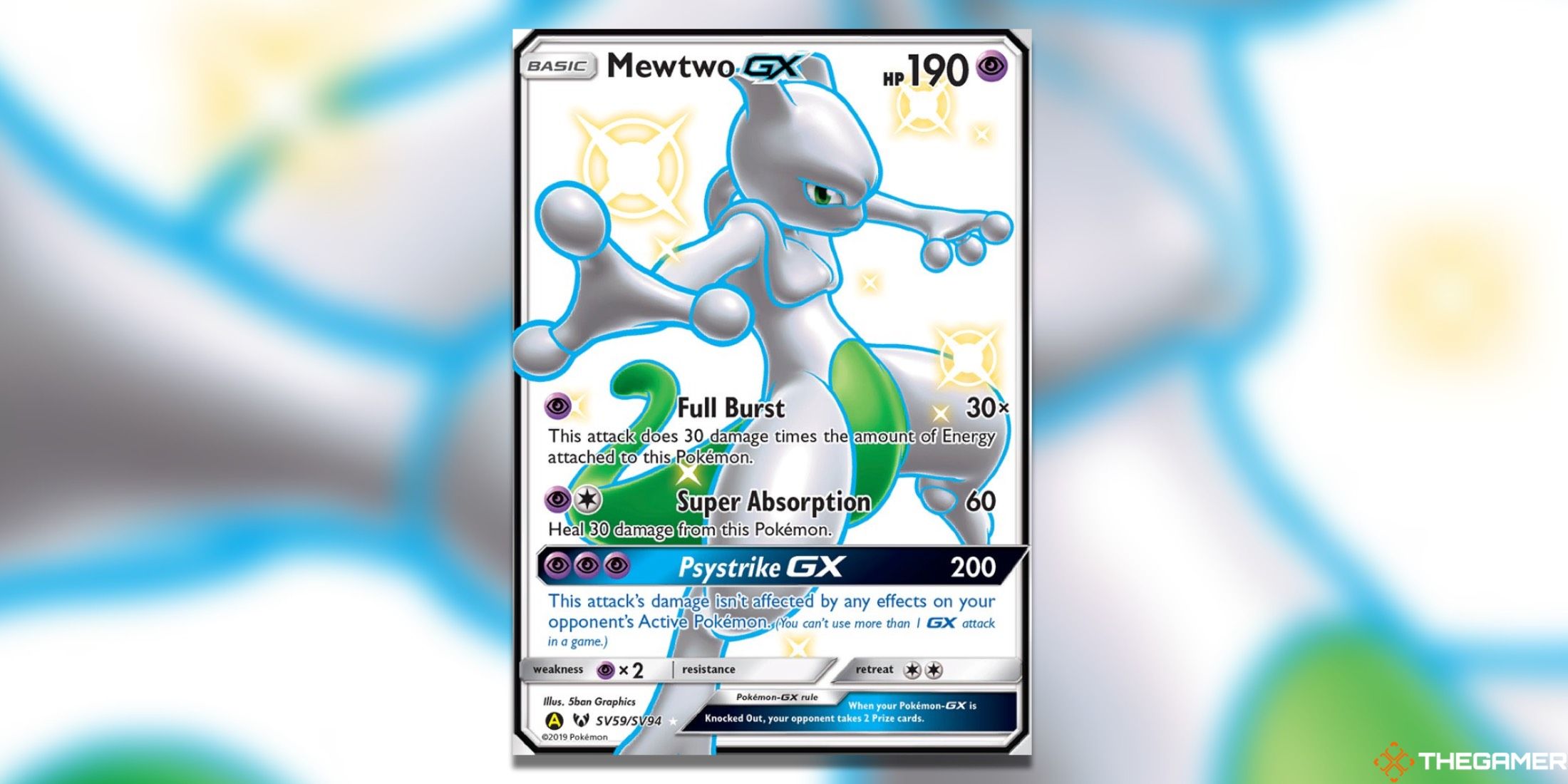 The Shining Legends Mewtwo GX HFSV from the Pokemon TCG