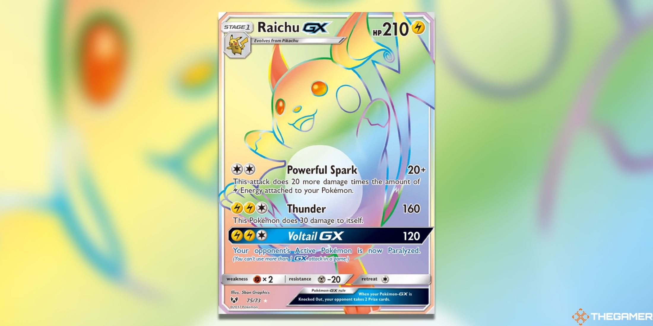 The Shining Legends Raichu GX from the Pokemon TCG