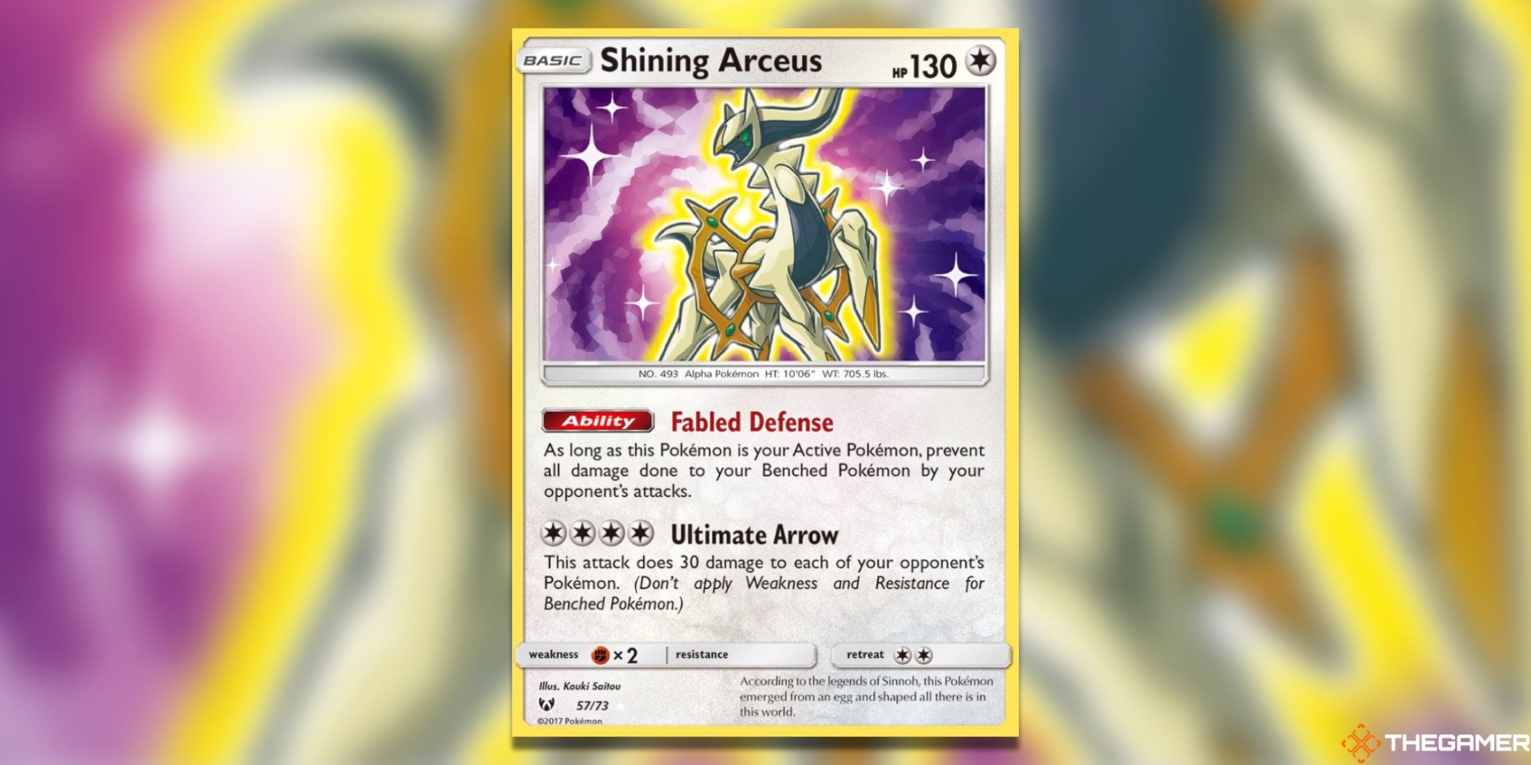 The Shining Legends Shining Arceus from the Pokemon TCG.