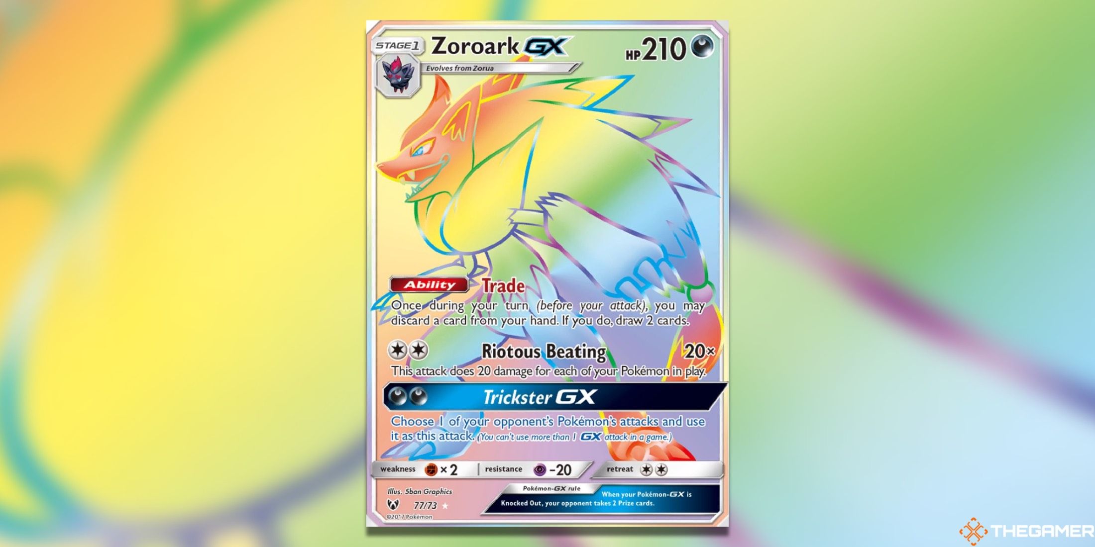 The Shining Legends Zoroark GX from the Pokemon TCG.