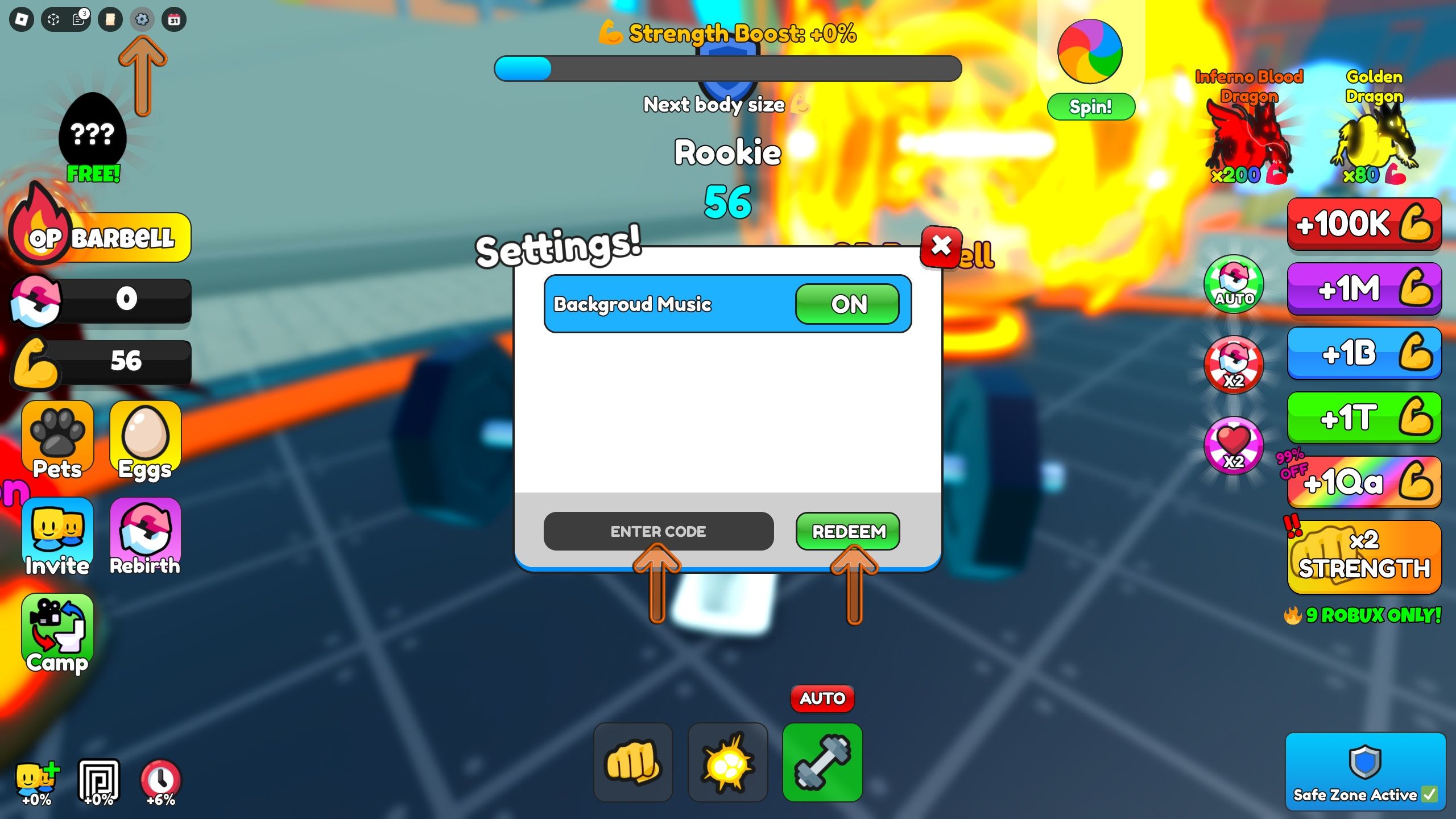 the settings menu is open in Titan Training Simulator on Roblox 7_11_2024 3_01_41 PM