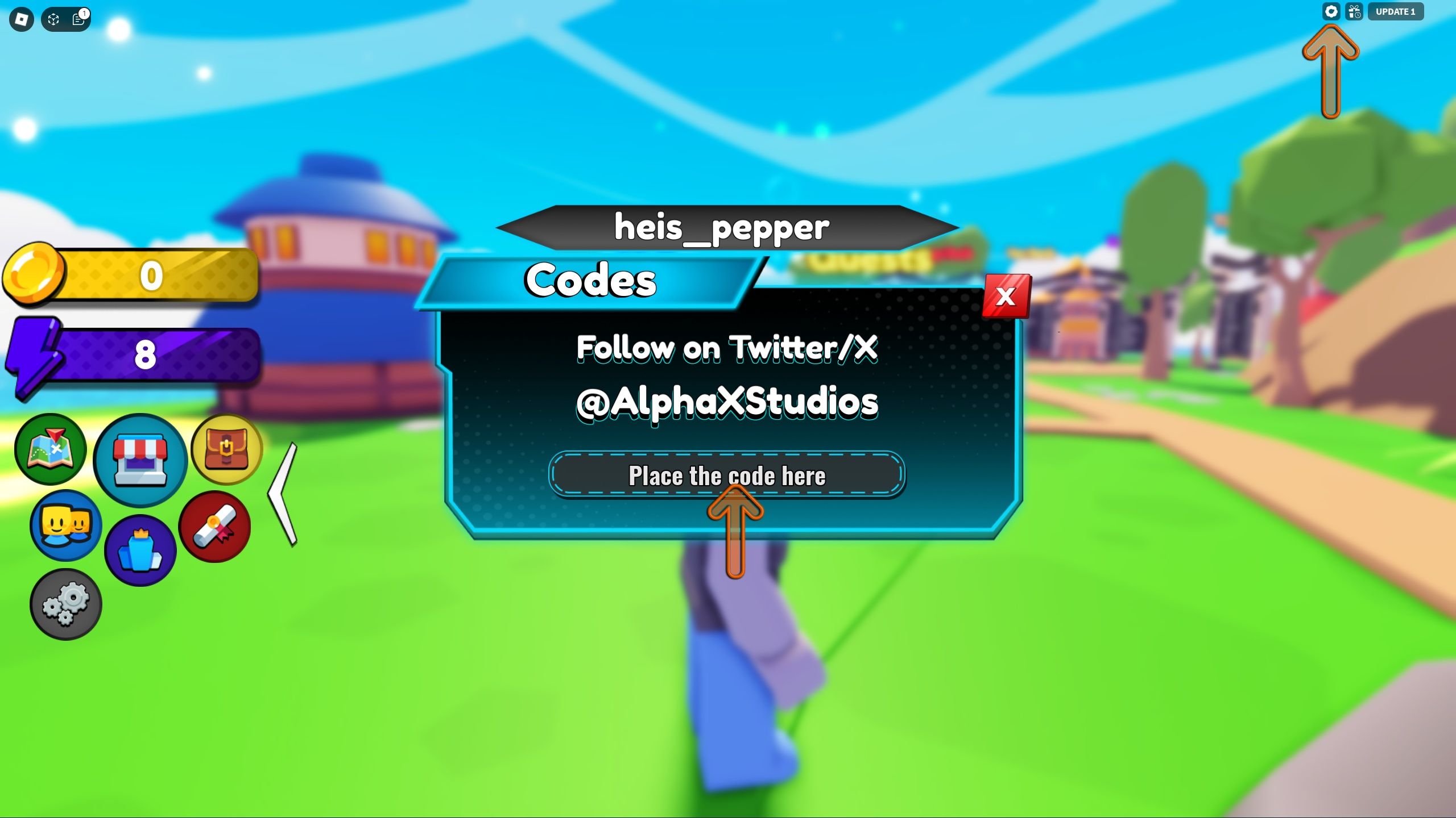 the codes box is open in Anime Destiny Simulator on Roblox