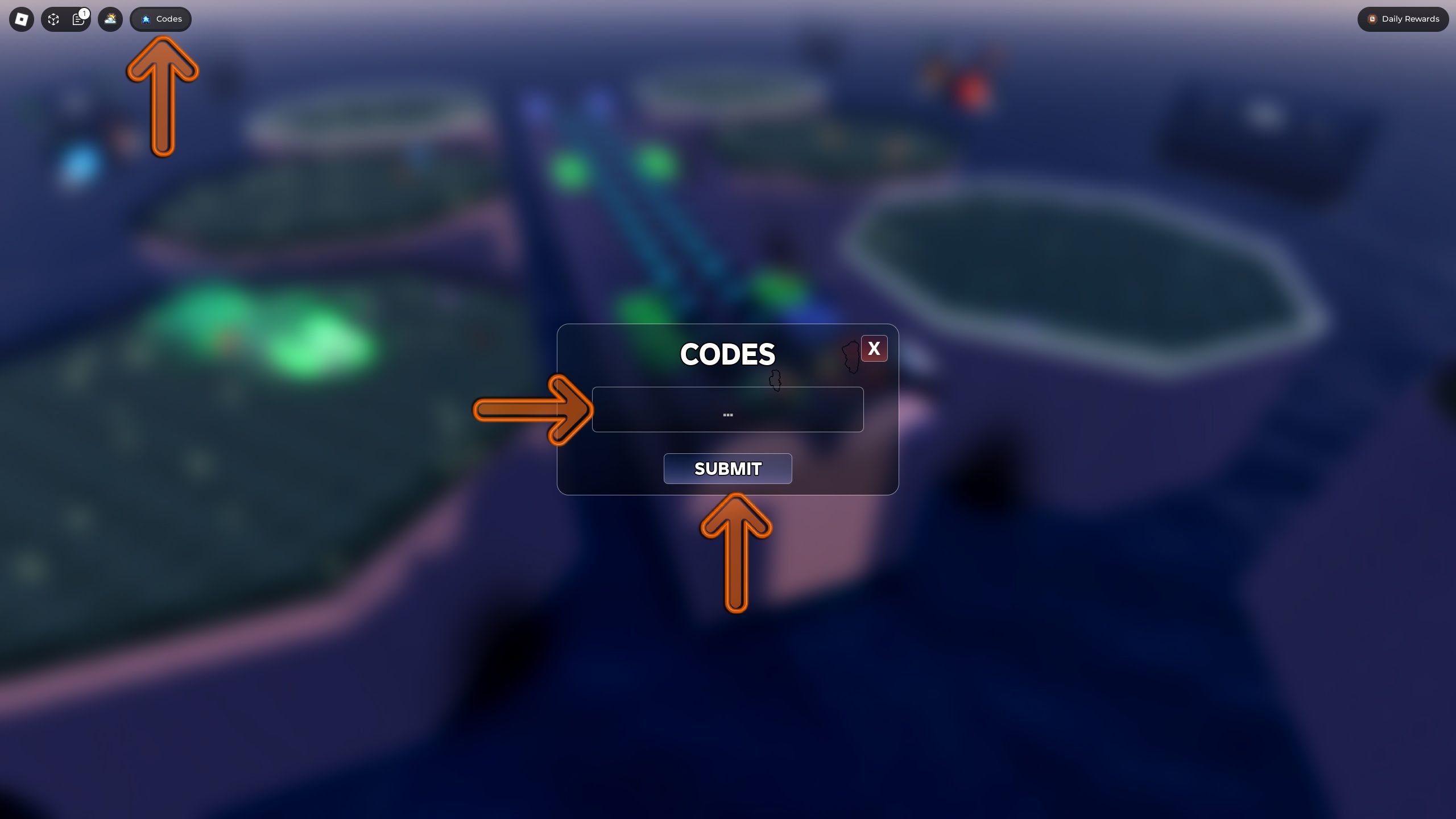 the codes box is open in Elemental Duels on Roblox