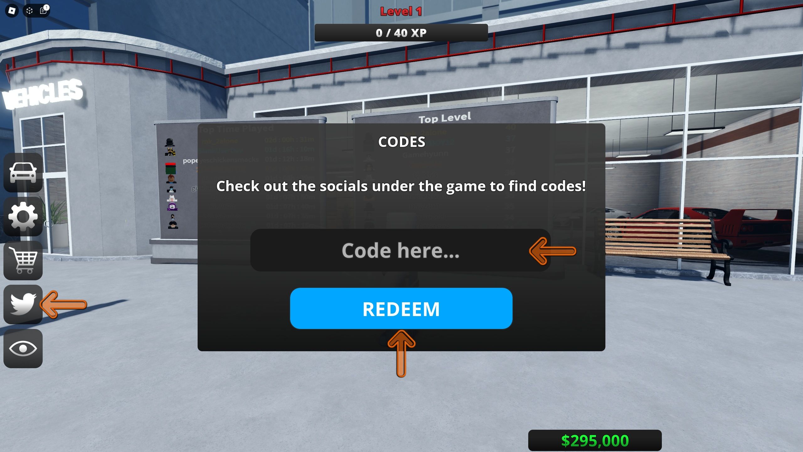 the codes box is open in Highway Legends on Roblox