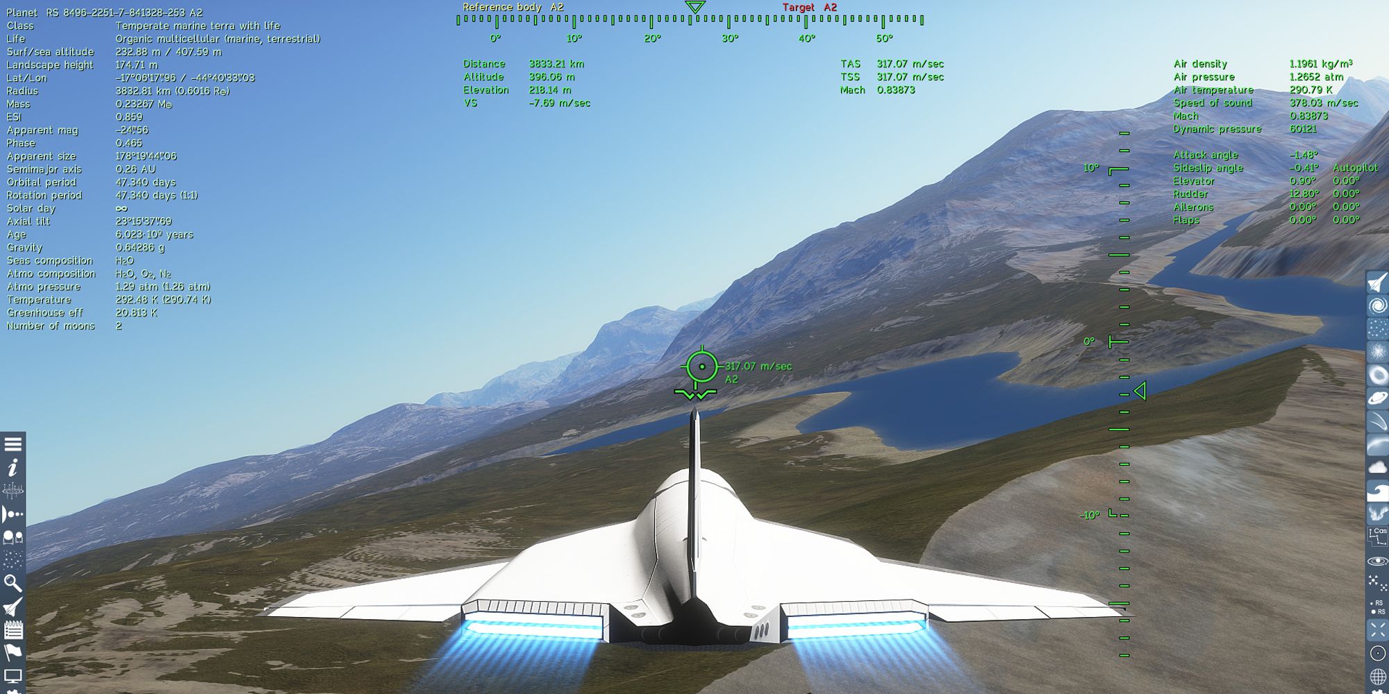 The ship takes flight in SpaceEngine.