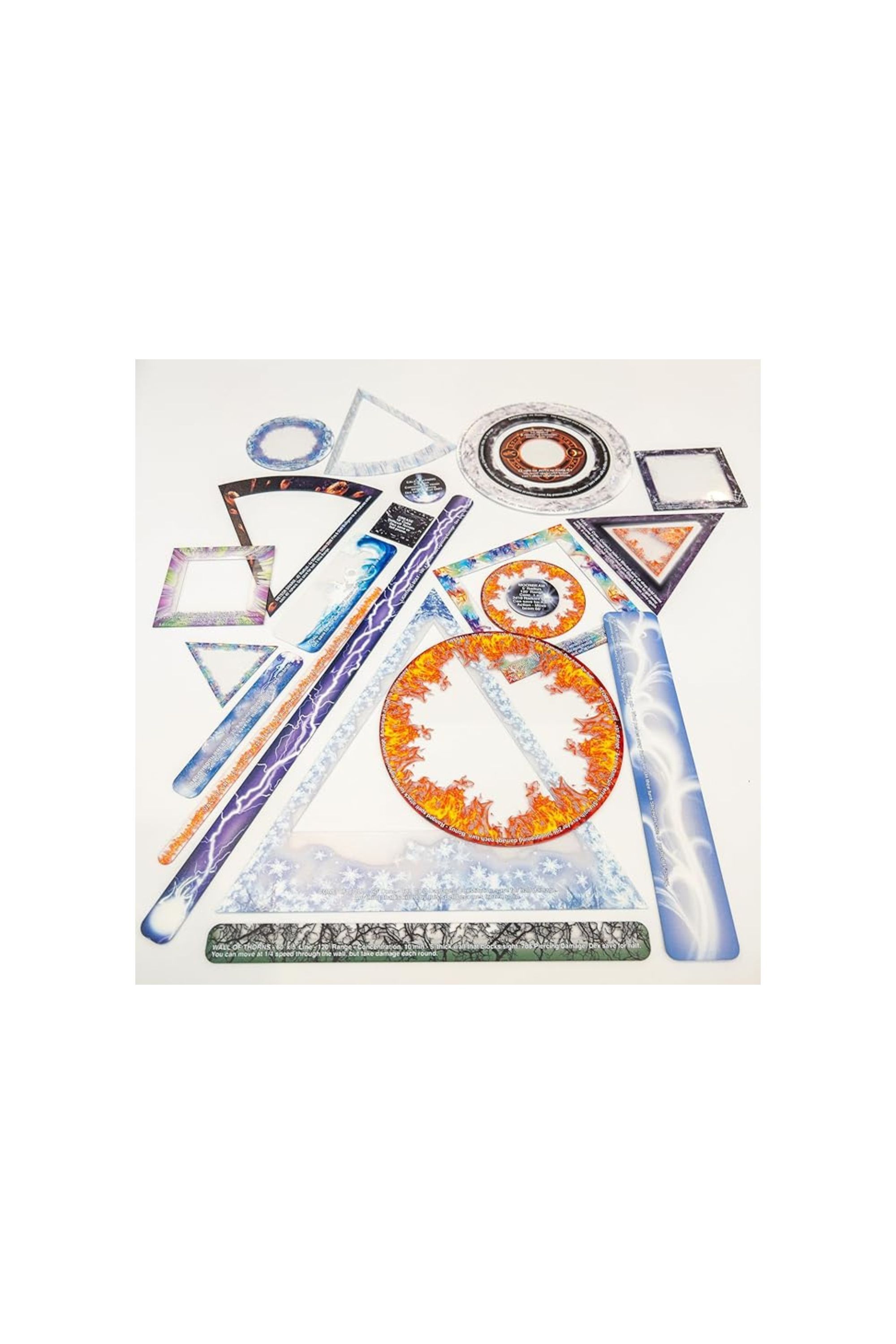 Spell Effects Template Set for D&D 5e - 25 Piece Acrylic Markers for AOE Spells - DND Pathfinder TTRPG