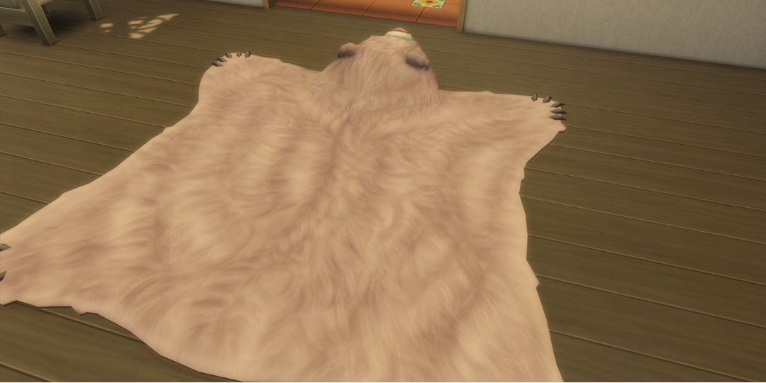 A bear rug from the Sims 4. It is an unnatural pink color.