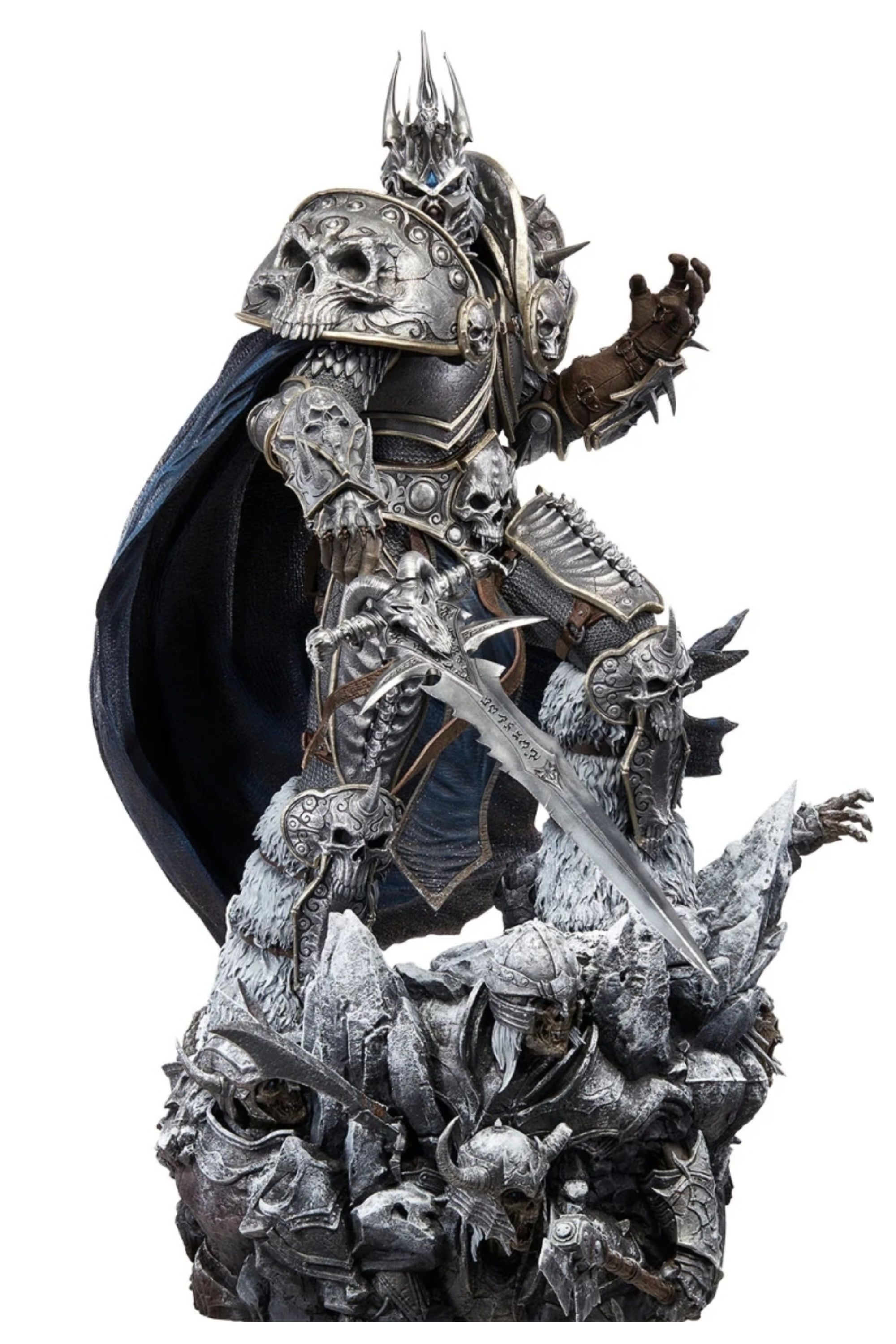 The World of Warcraft Lich King statue against a white background.