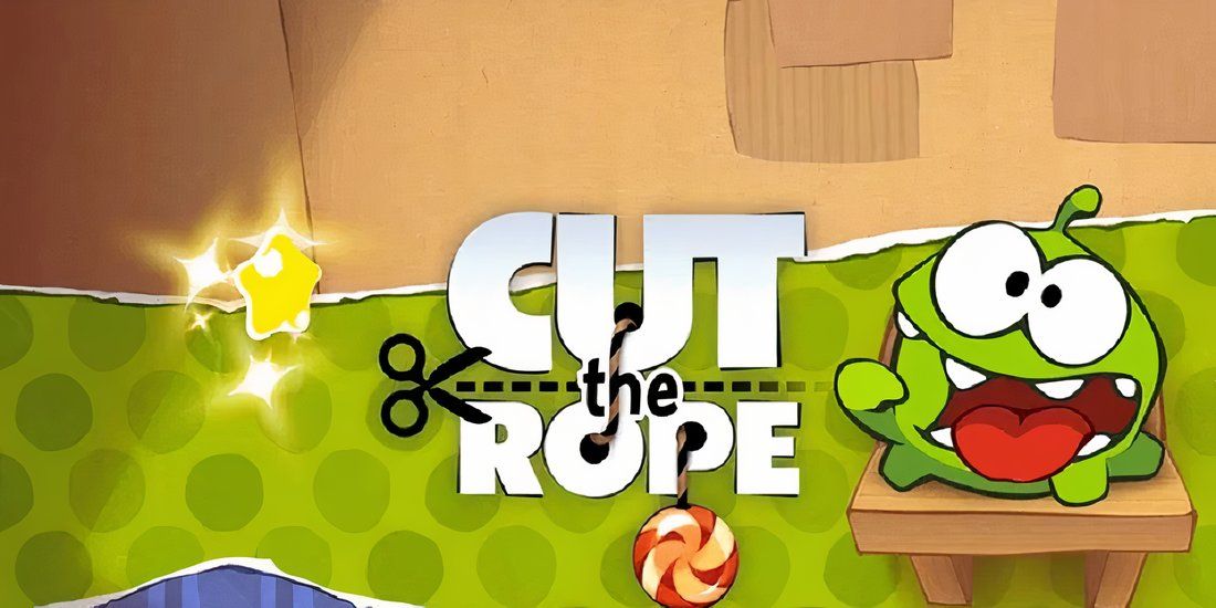 Title card of Cut the Rope, featuring the main character Om Nom.