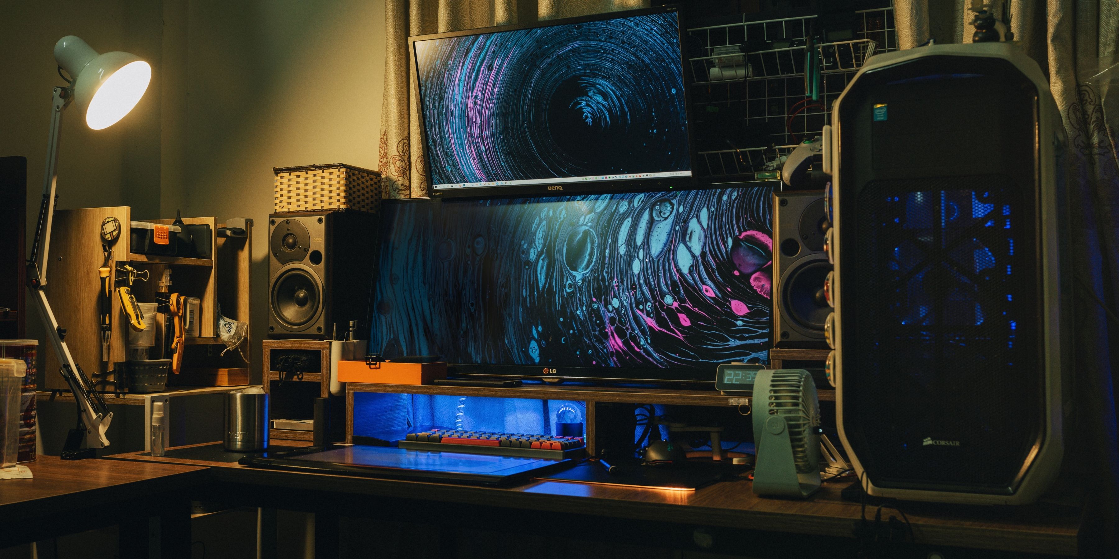 Image of Gaming Setup with Multiple Monitors.
