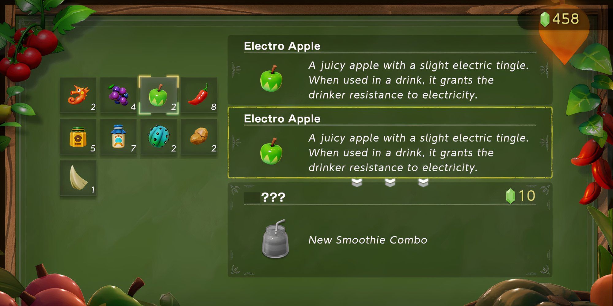 Ingredients menu displaying Electro Apple in Echoes of Wisdom.