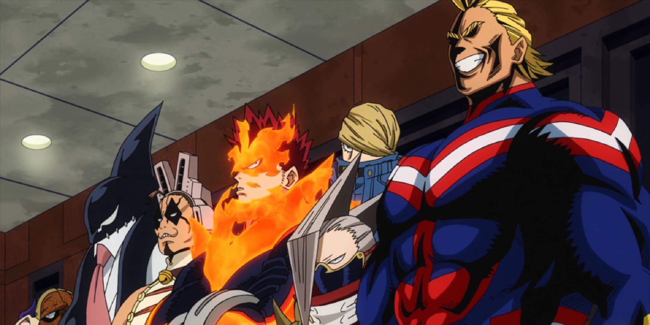My Hero Academia Heroes all lined up and ready for battle