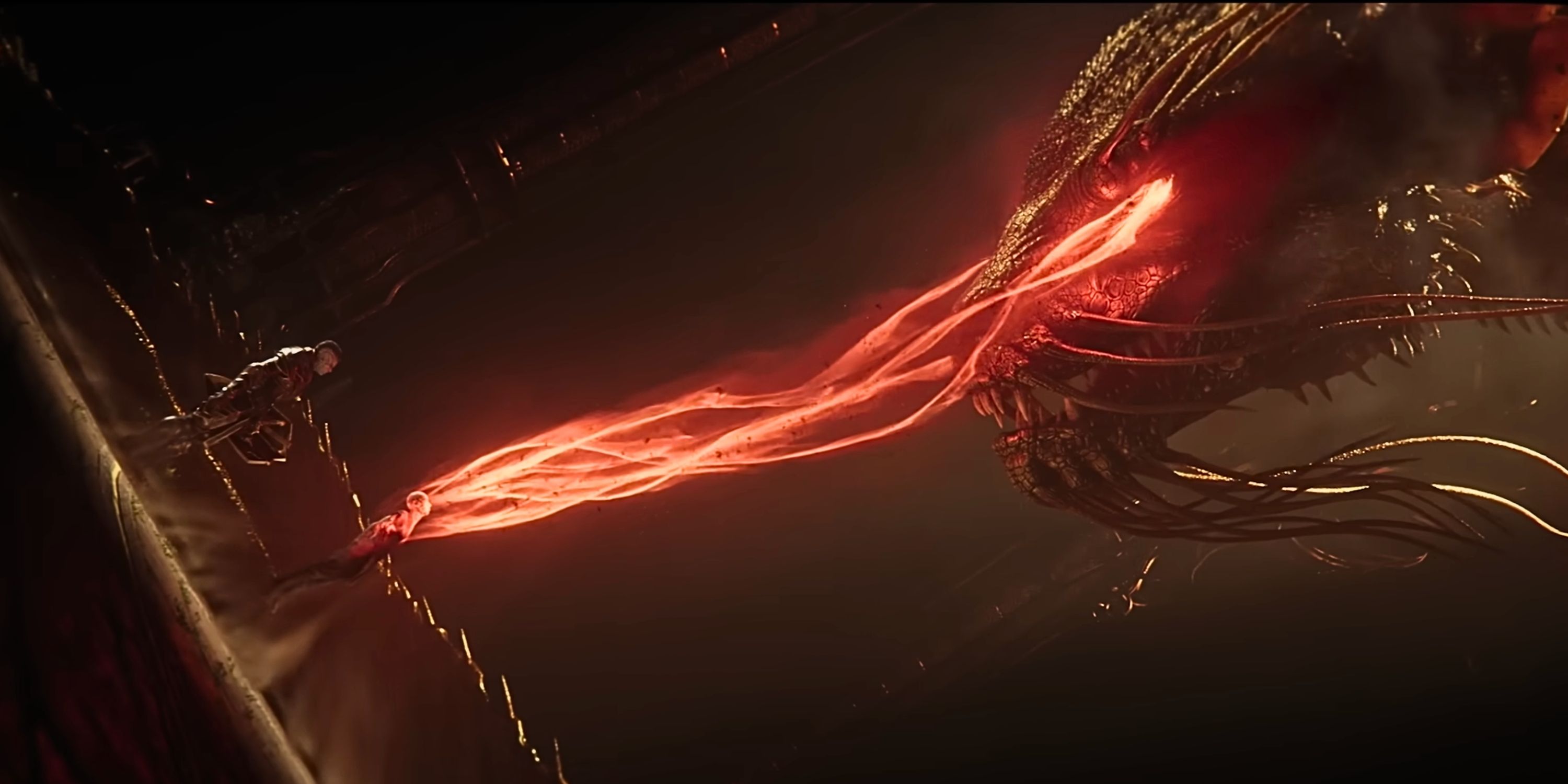 One of the video games featured in Secret Levels showing alien interacting with human using red energy tentacles