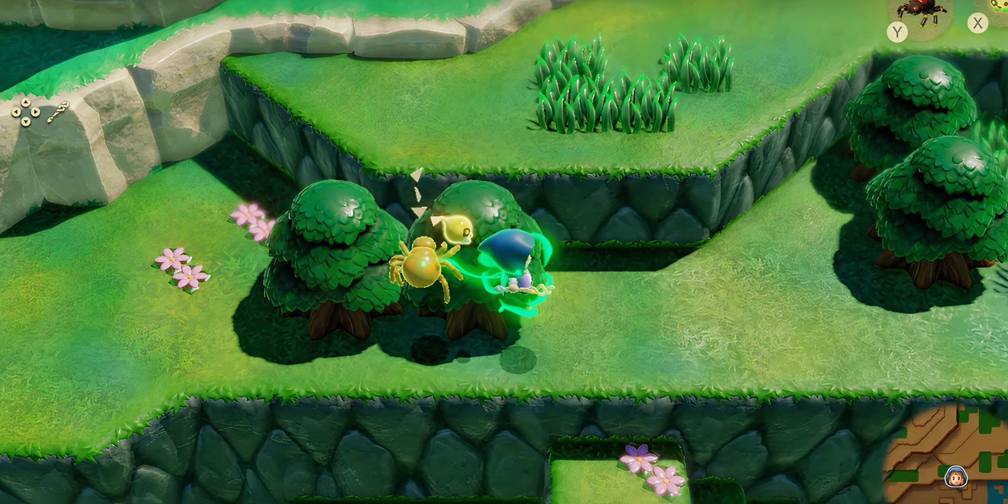 Zelda following a spider by using Reverse Bind ability in Echoes of Wisdom.