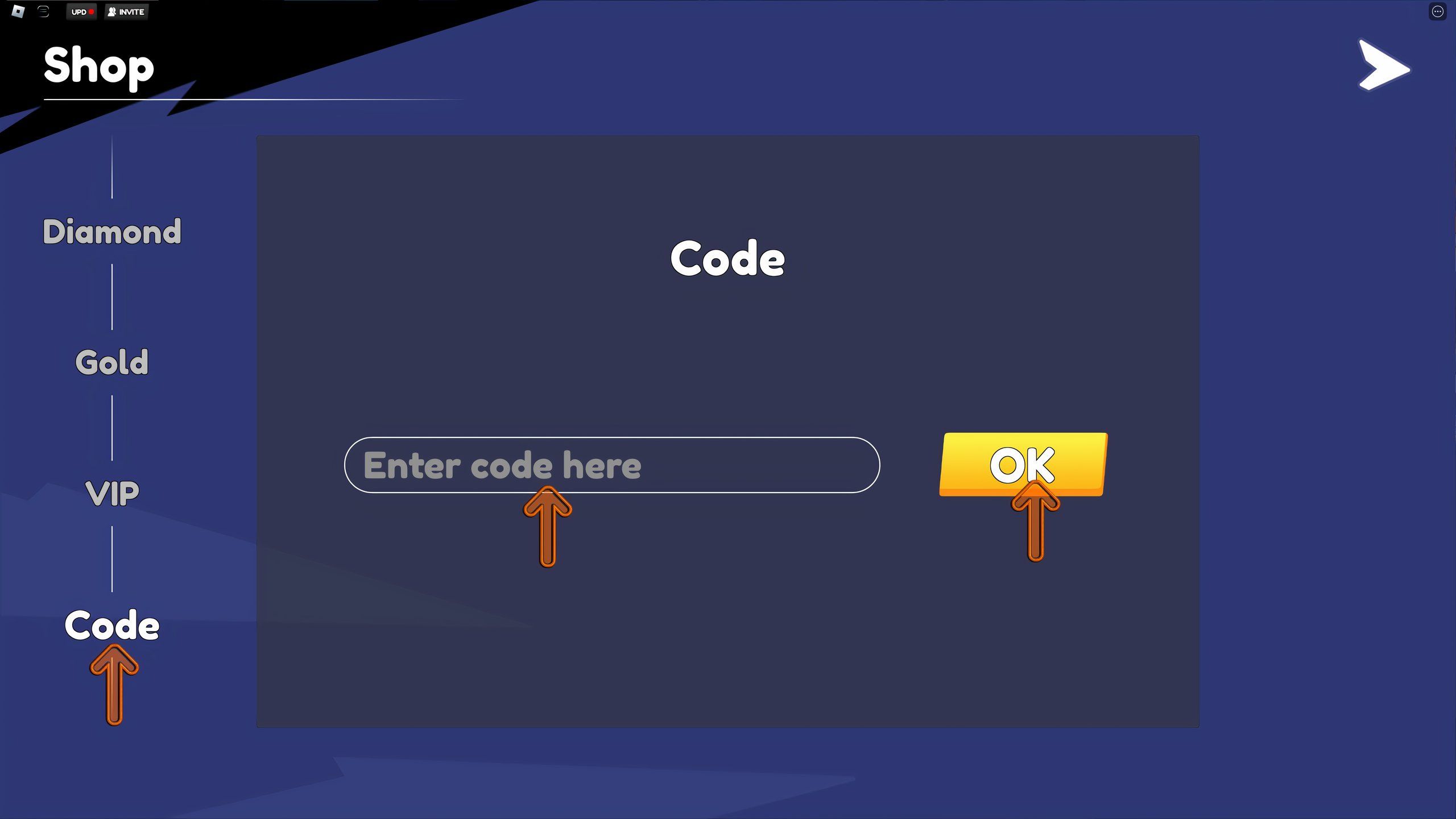 the codes section in Skibidi Toilet Battle on Roblox