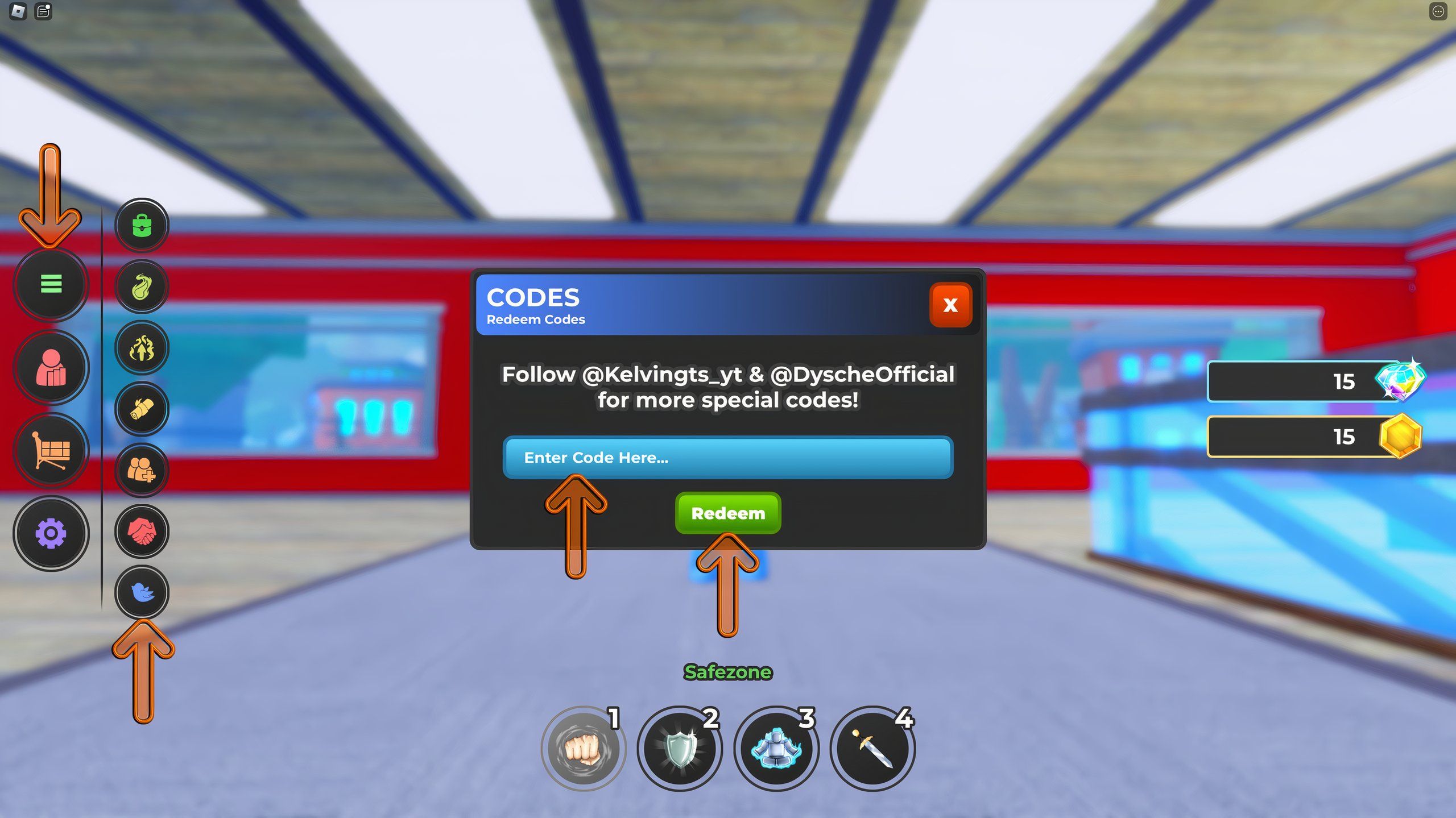 the codes box in Anime Simulator on Roblox
