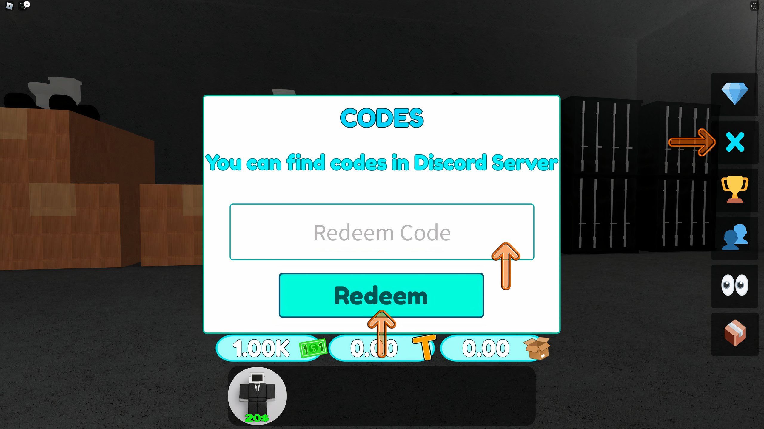 the codes box in Skibidi Box Tower Defence on Roblox