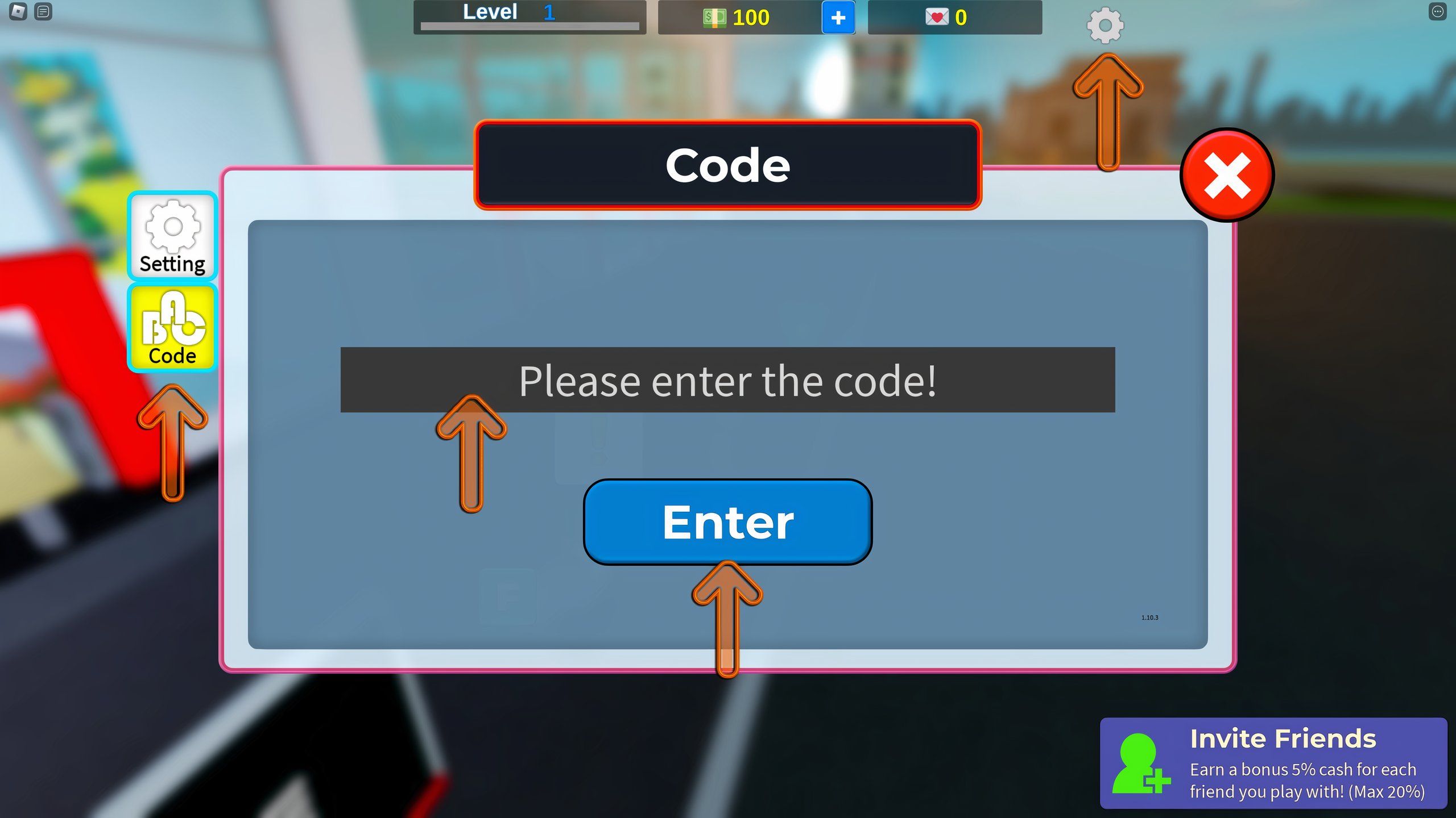 the codes box in My Supermarket on Roblox