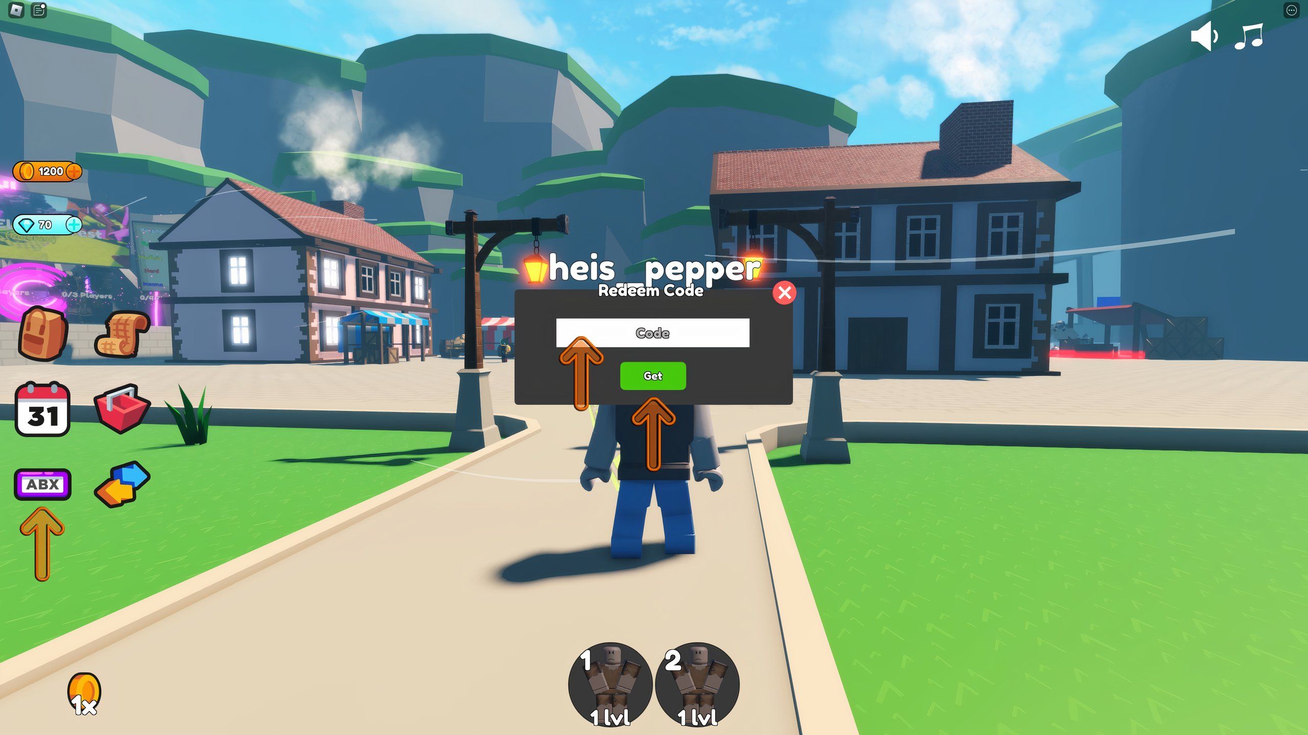 the codes box in Units Battlegrounds on Roblox