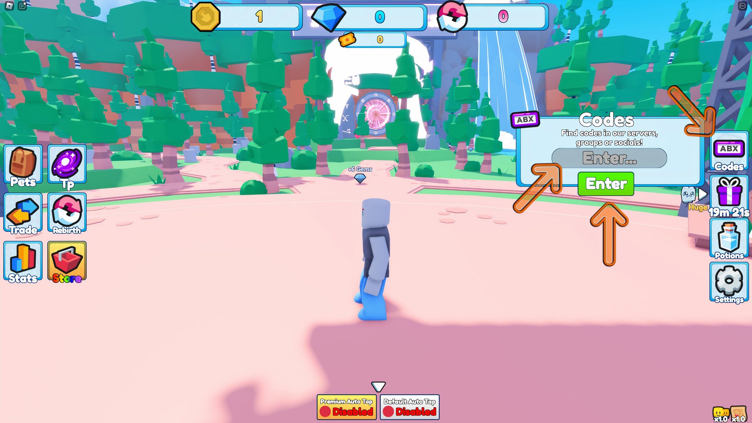 the codes box in Sushi Clickers X on Roblox