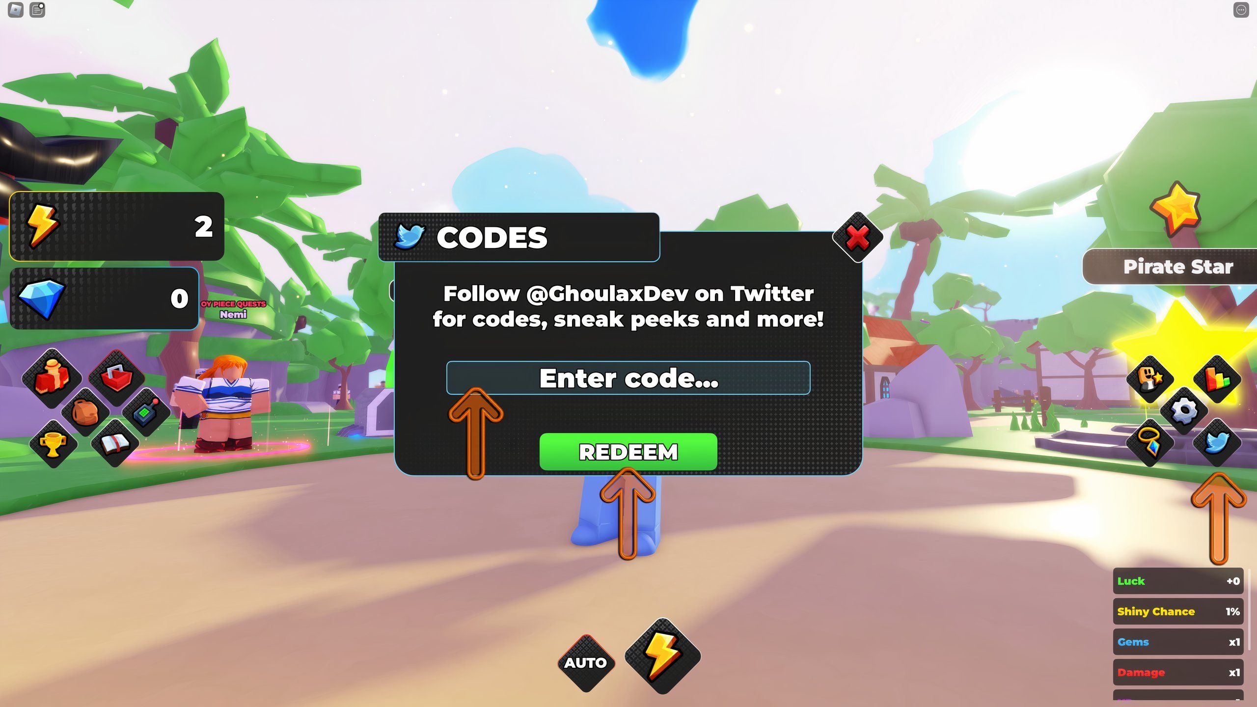 the codes box is open in Anime Power Evolution Simulator on Roblox
