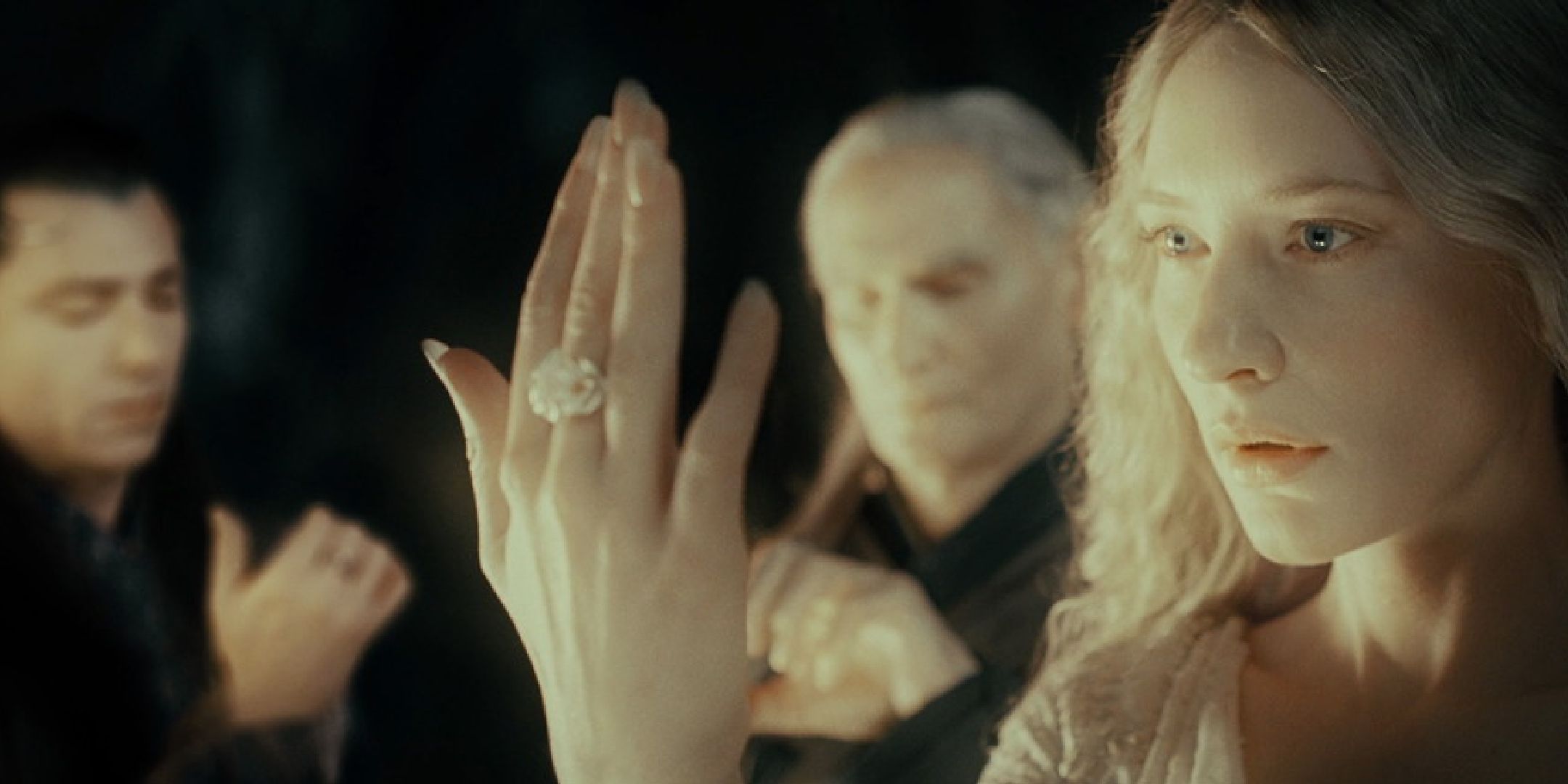 The three elven ringbearers from Lord of the Rings.