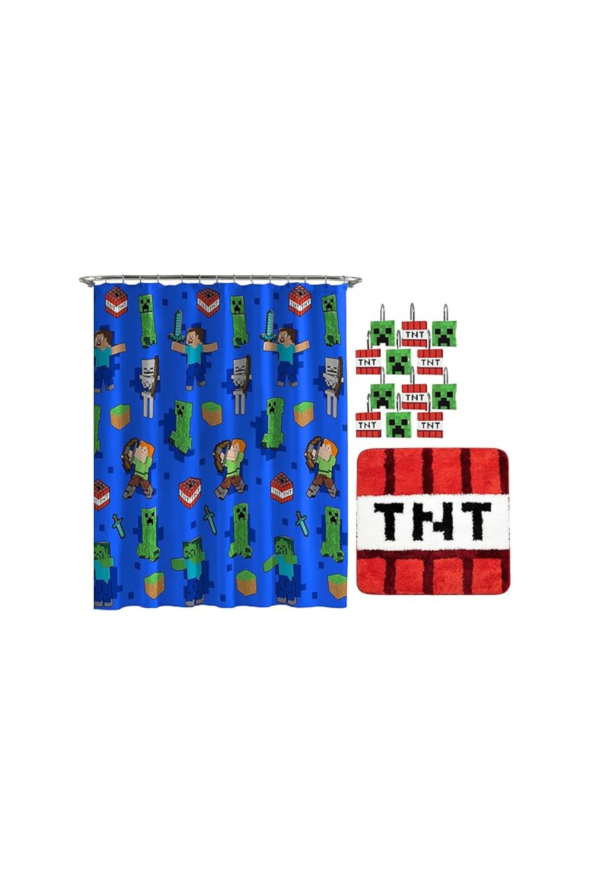 Jay Franco Minecraft Creeper TNT 14 Piece Bathroom Set