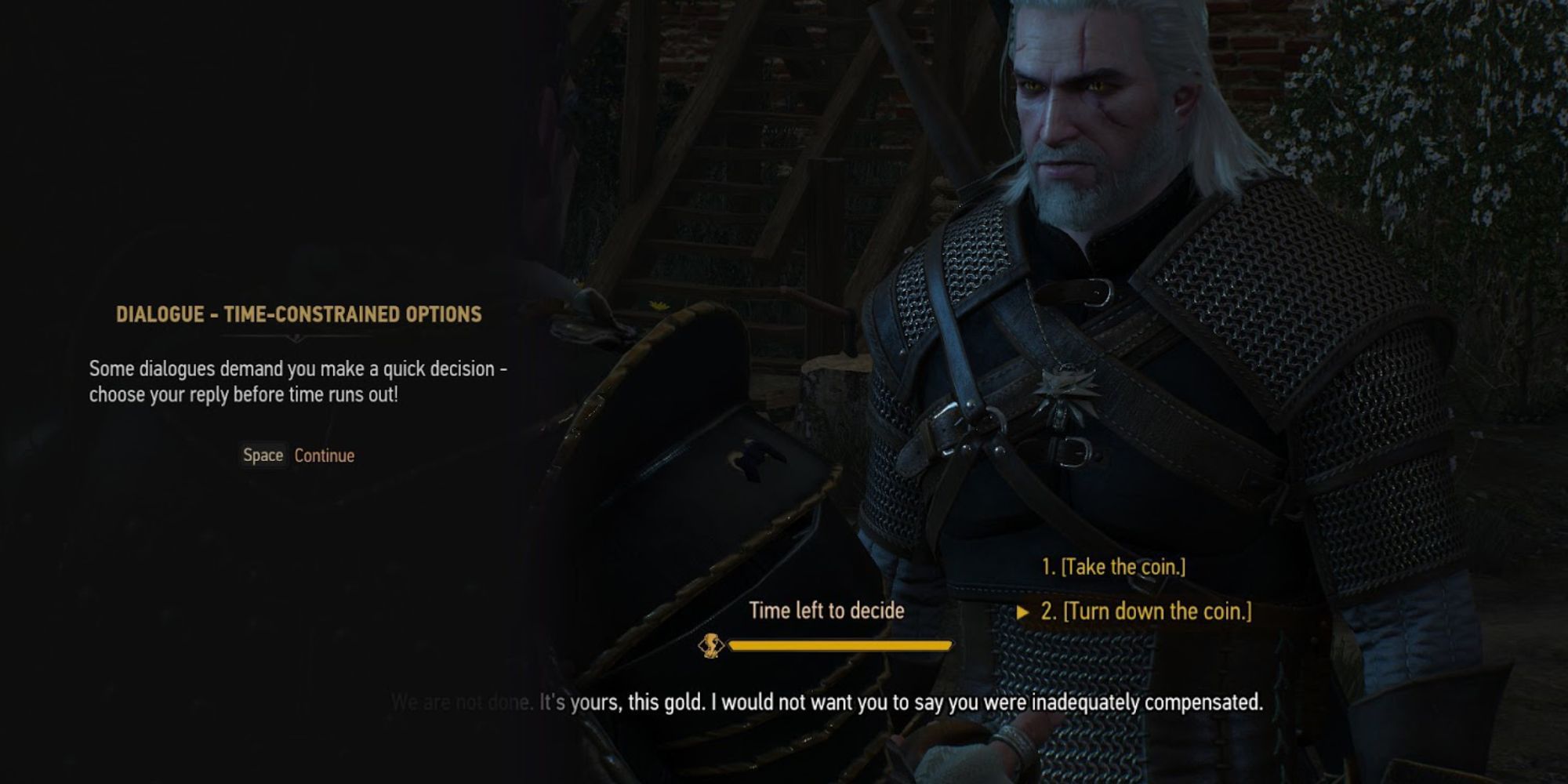 Geralt and the timed dialogue in Witcher 3: Wild Hunt