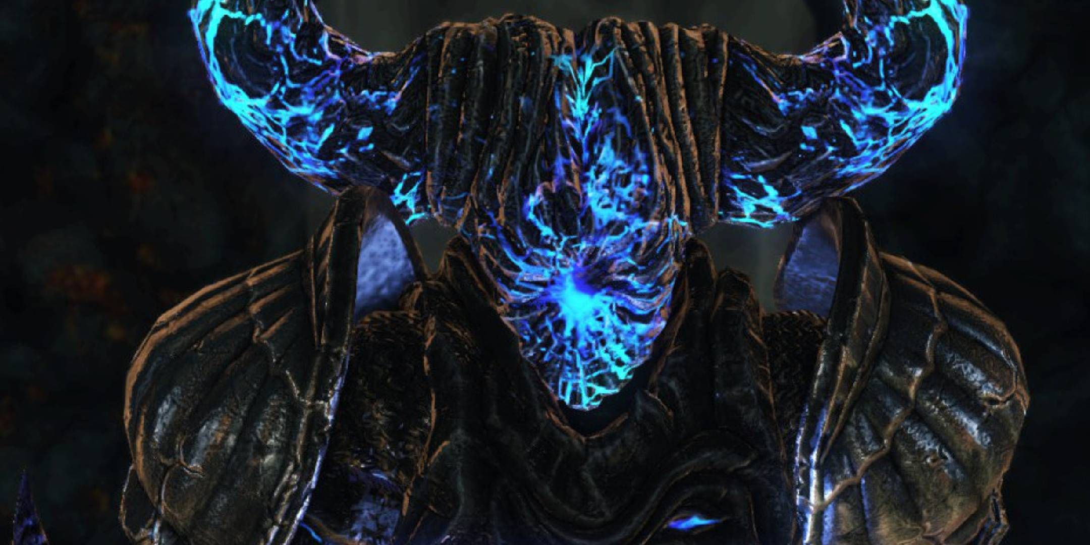 A close up of the Blue Smelter Demon from Dark Souls 2.