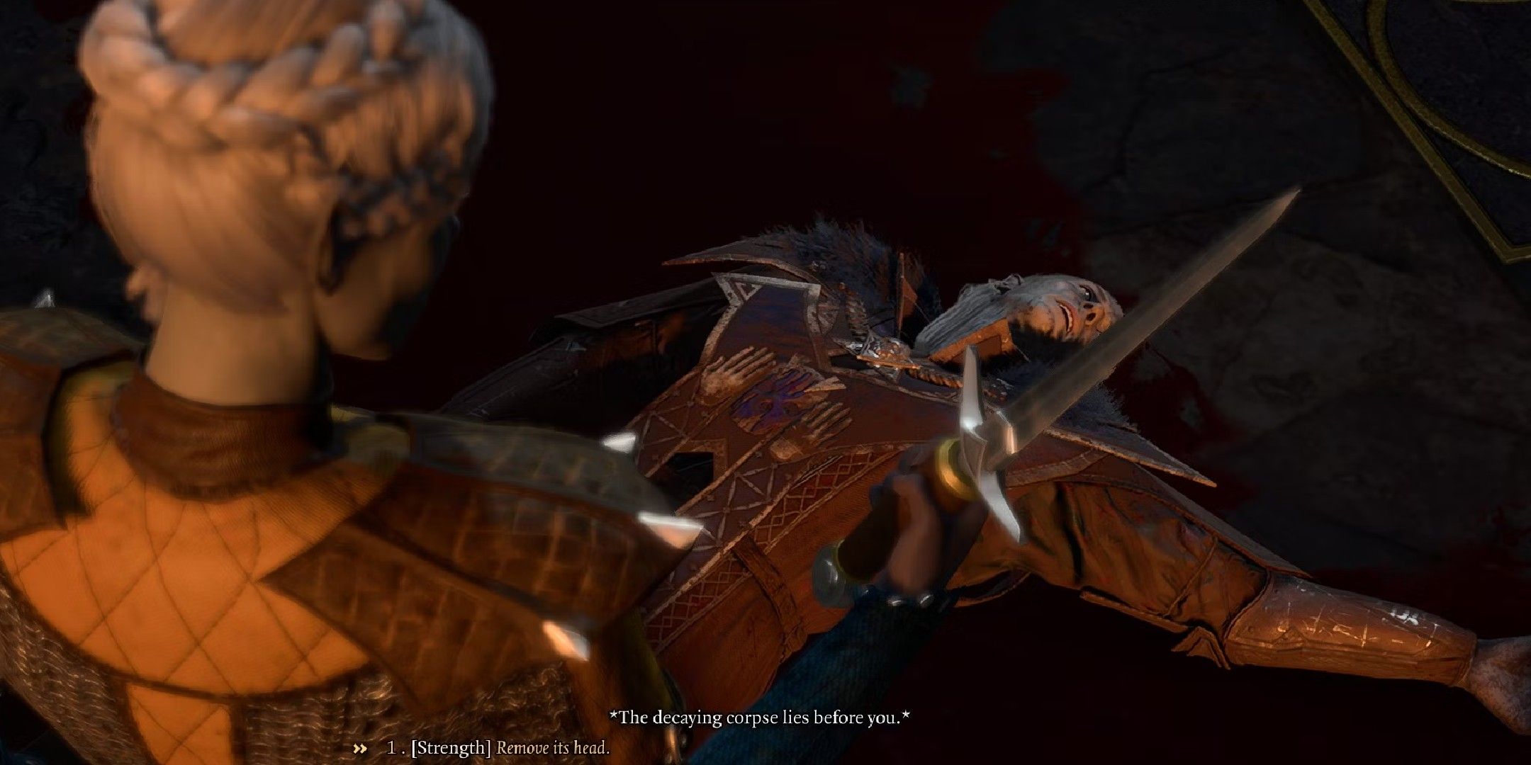 Baldur's Gate 3 image showing a player about to remove the head of True Soul Nere.