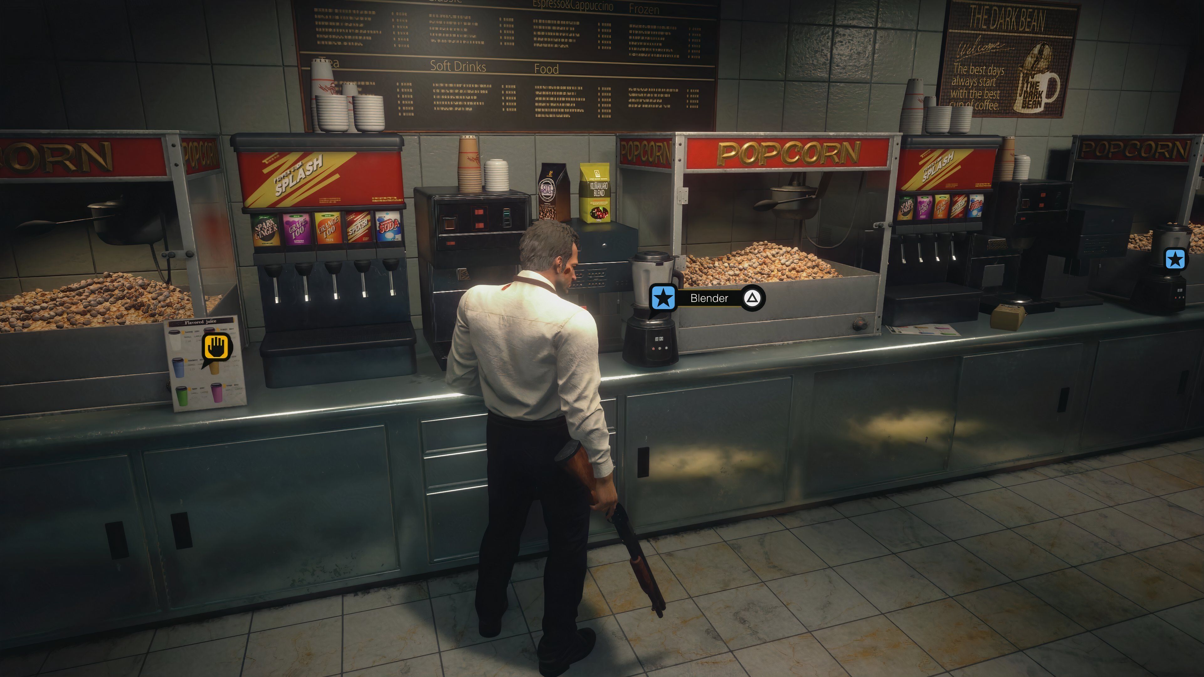Frank next to the Colby's Movieland in Dead Rising Deluxe Remaster.