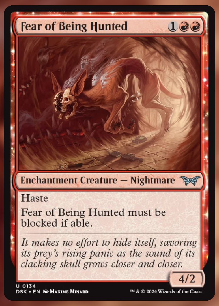 Magic The Gathering Fear of Being Hunted Card.