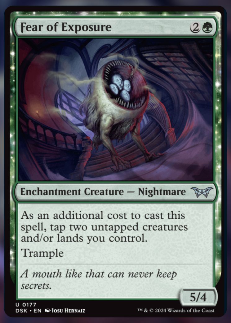 Magic The Gathering Fear of Exposure Card.
