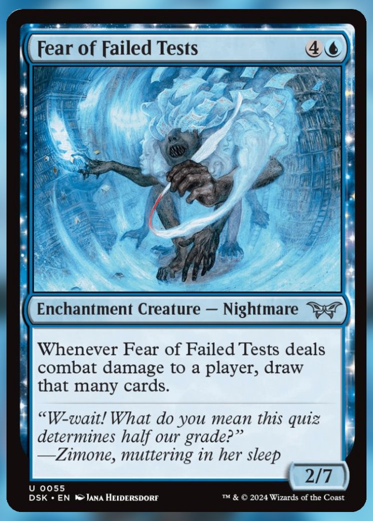 Magic The Gathering Fear of Failed Tests Card.