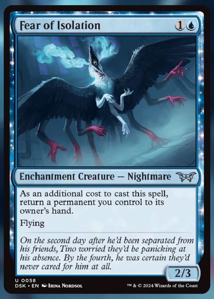 Magic The Gathering Fear of Isolation Card.