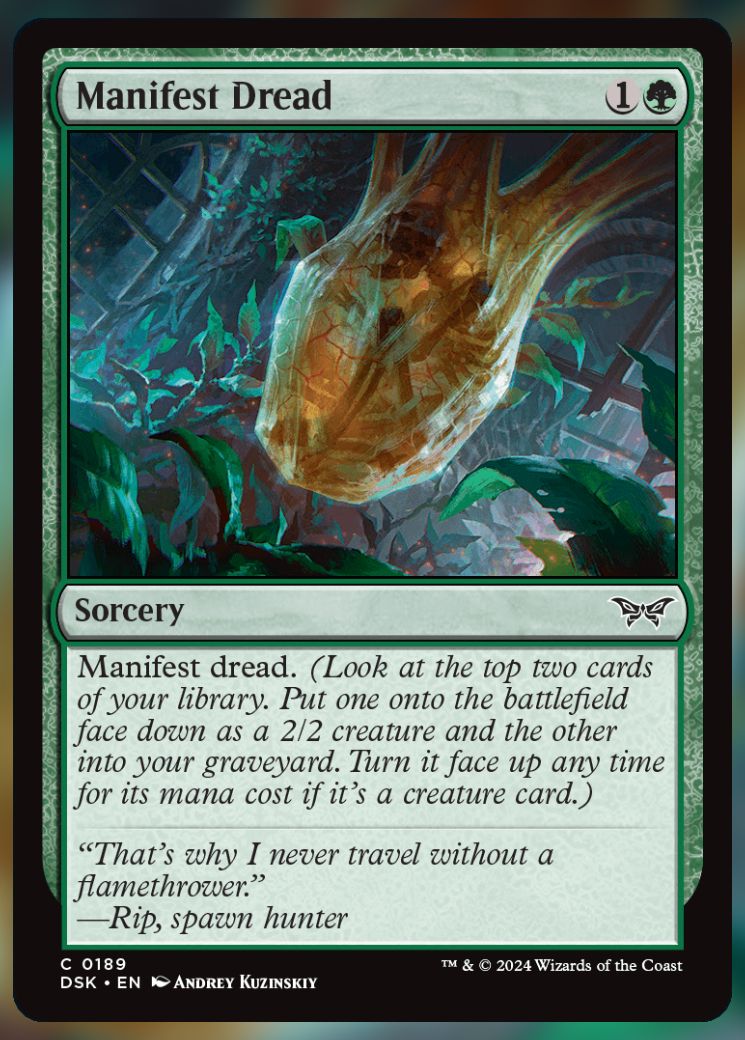 Magic The Gathering Manifest Dread Card.