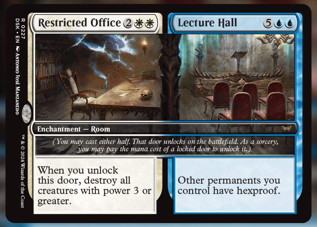 Magic The Gathering the Restricted Office and Lecture Hall Cards.